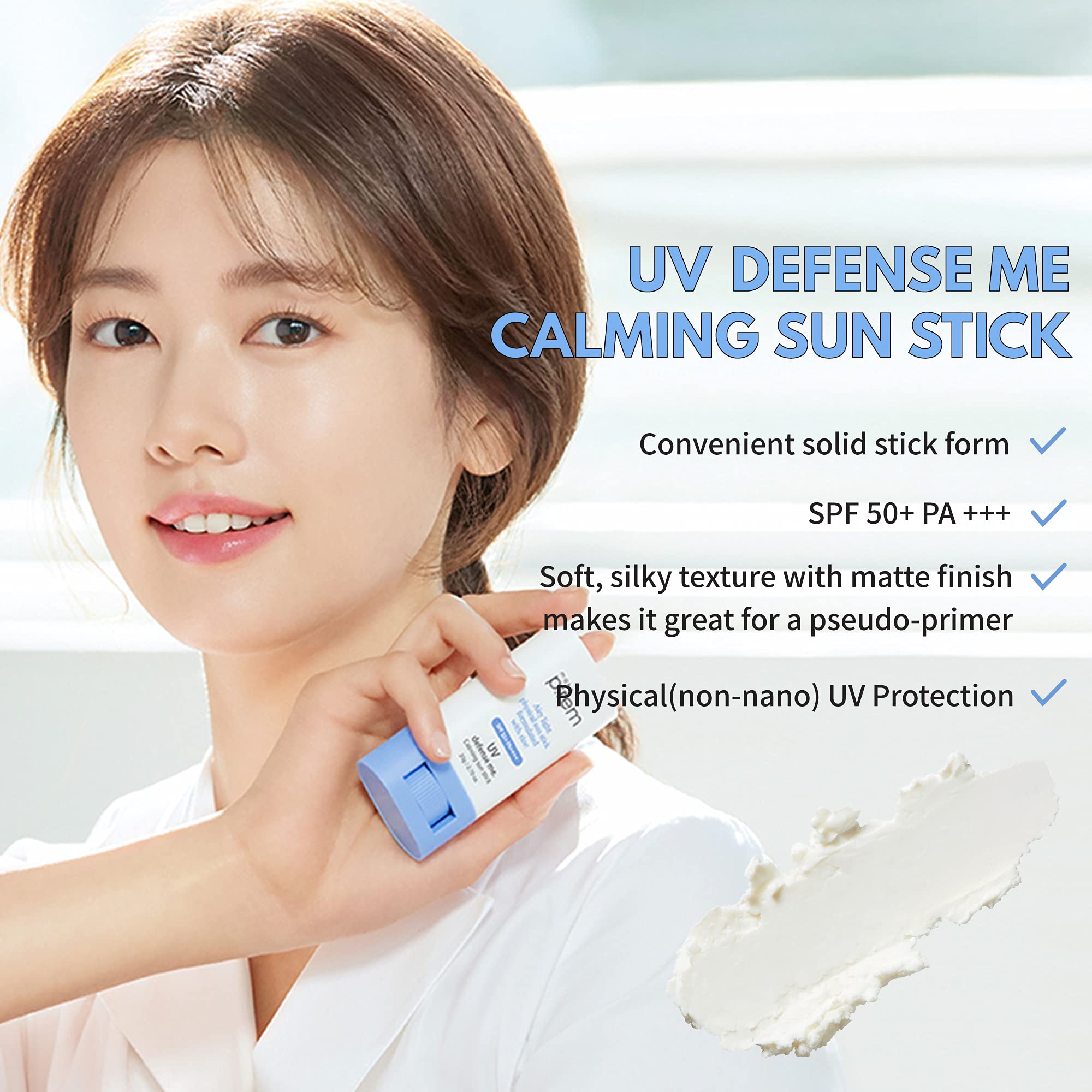 Makeprem Uva Uvb Defense Me Calming Sun Stick Sunblock Spf 50+ Pa++++ 0.7 Oz Vegan Sensitive Oily Acne-Prone Skin Reef-Safe Mine