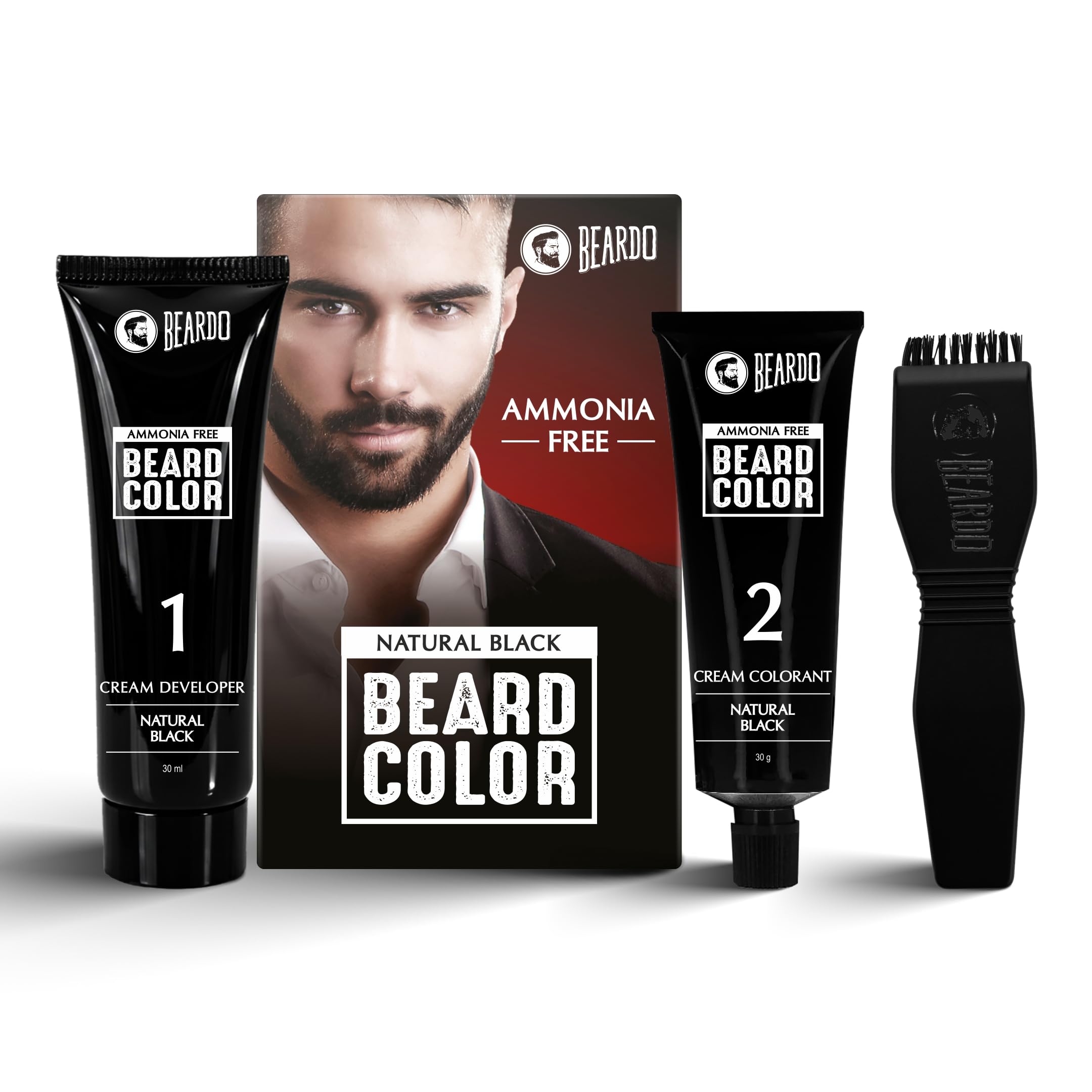 Beardo Beard Color For Men  Natural Black, 60Ml | Long Lasting | No Ammonia | Easy To Apply, No Stain Beard Hair Colour For Men