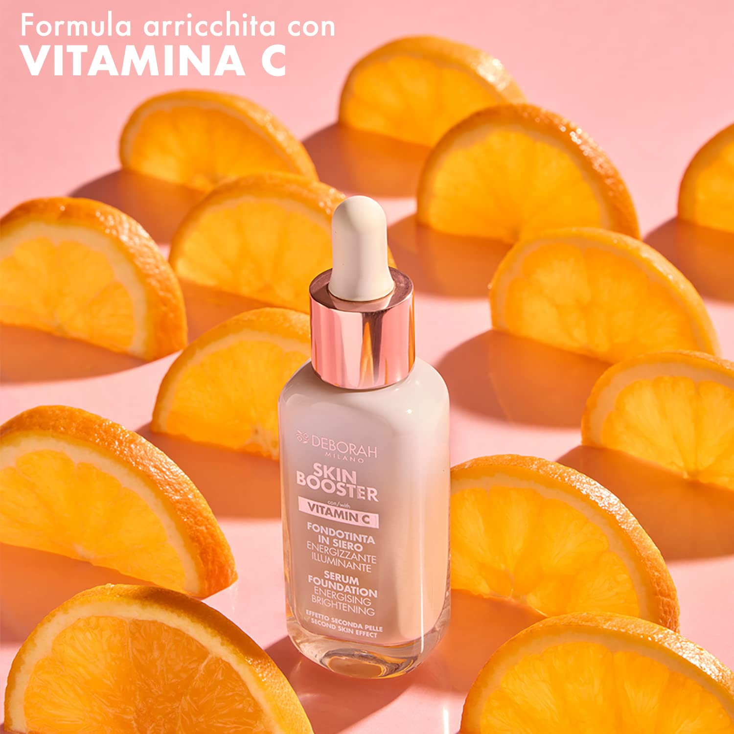 Deborah Milano - Skin Booster Fondotinta in Siero SPF 15, N.4 Medium Beige, Energizzante e Illuminante, con Vitamina C, 30 ml