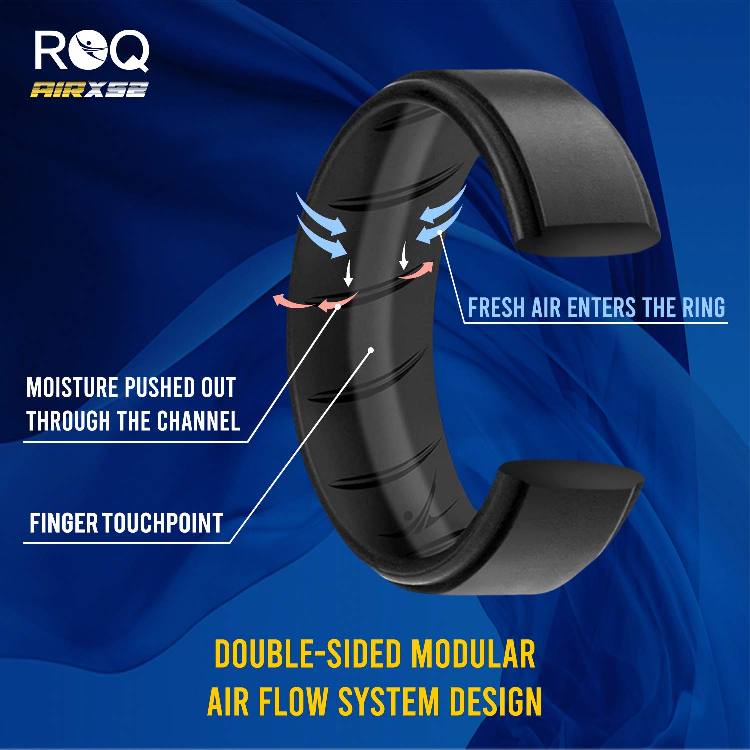 ROQ Silicone Rings, Breathable Silicone Rubber Wedding Ring Band for Men with Comfort-Fit Design, 8mm Step Edge, 4 Pack, Silicon