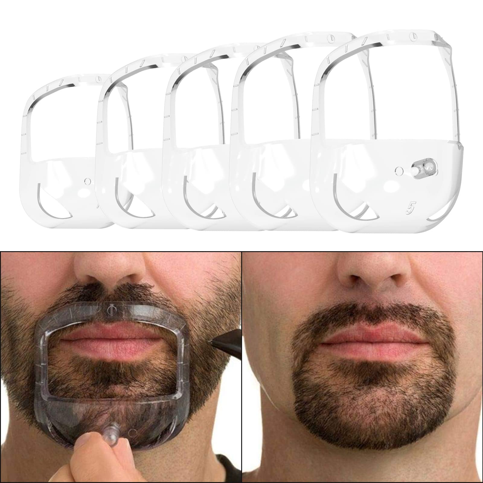 Goatee Shaving Template for Men with 5 Different Sizes, Beard Guide Shaper with Comb, Beard Shaping & Styling Template Perfect f