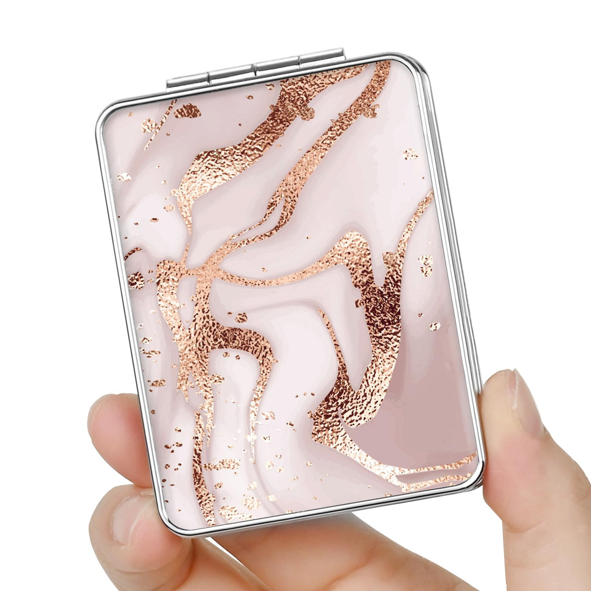dcdcee Pocket Mirror, Small Travel Mirror with Magnification, Portable Double-Sided Magnifying Cosmetic Mirror for Daily (Golden