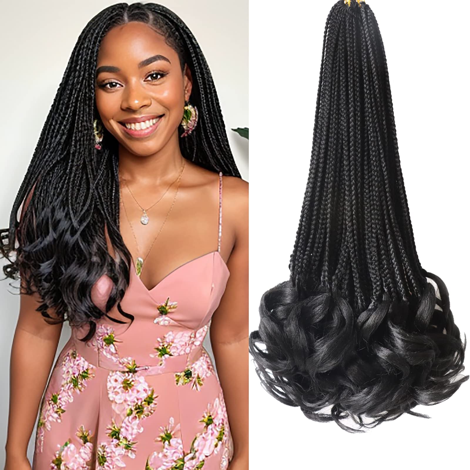 French Curly Crochet Hair 18 Inch 7 Packs Crochet Box Braids Crochet Hair Pre Looped French Curl Braiding Hair French Curl Croch