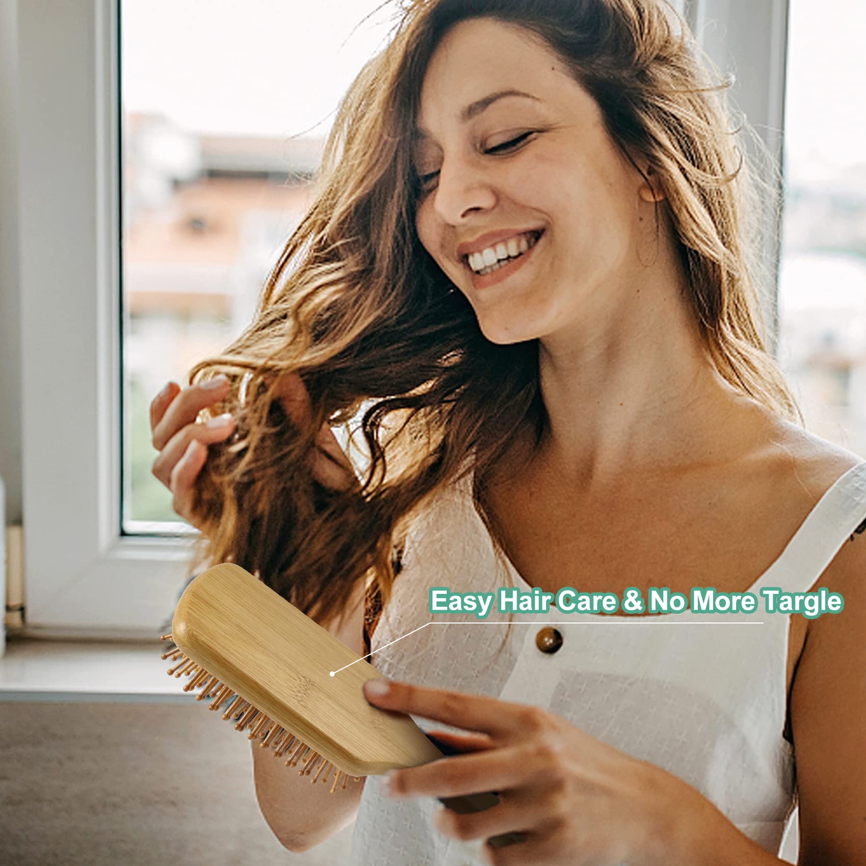 100% Bamboo Hair Brushes and Comb Set by Combetter, Comb for Women and Detangling, Great on All Hair, Eco-Friendly and Handmade