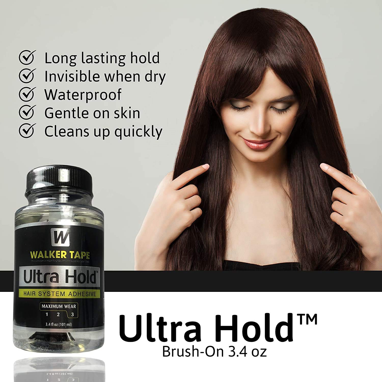 Walker Tape Ounce (355 mL) C22 Citrus Solvent Wig Glue Remover with 3.4 Ounce Ultra Hold Hair System Wig Adhesive WKR-UH-3.4+-C2