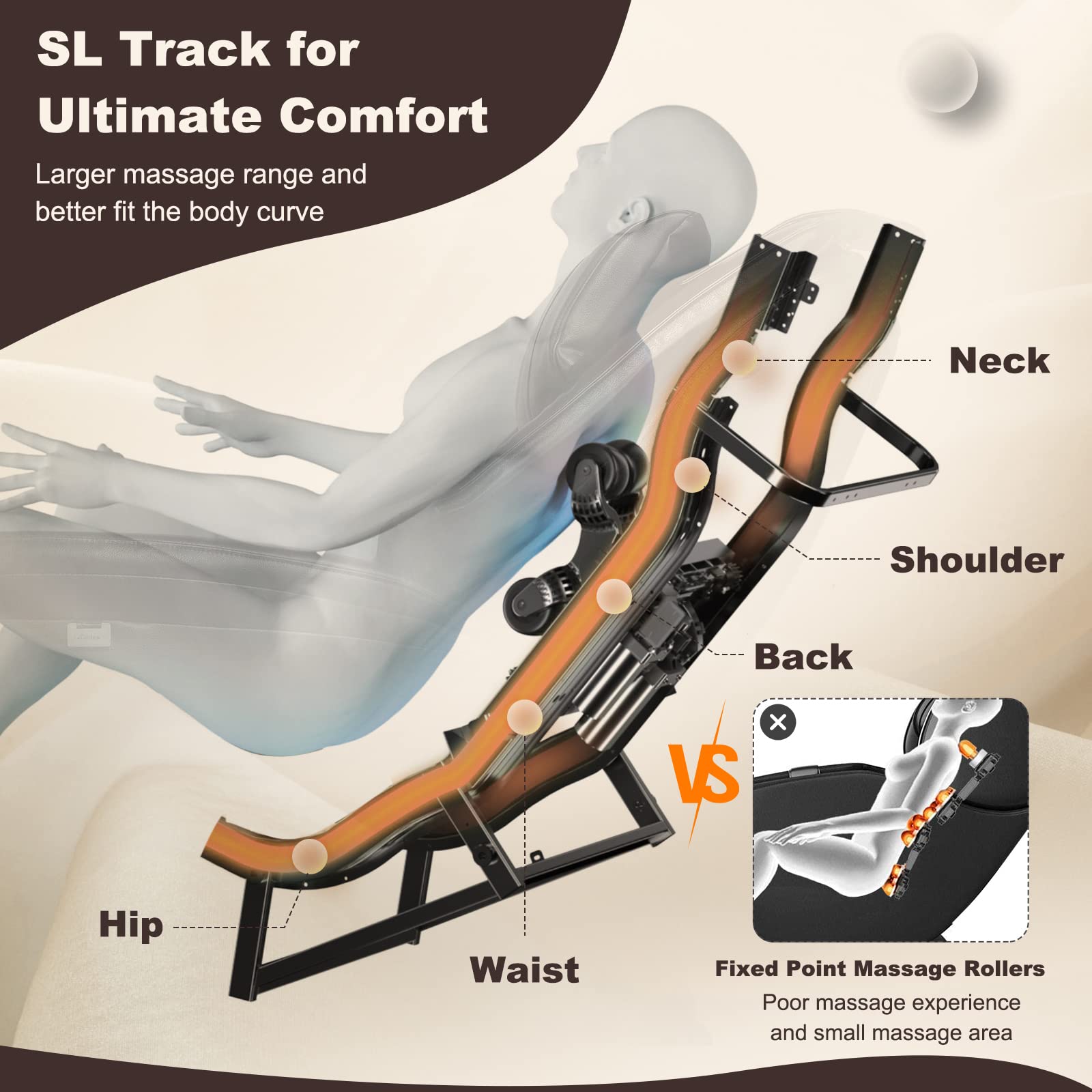 Giantex Massage Chair Full Body - Electric Recliner Chair W/Zero Gravity Mode, Sl Track, Reversible Footrest, Back Heater, Wheel