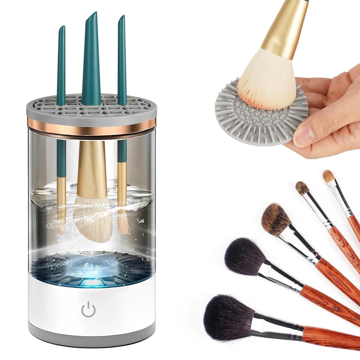 Ateto Electric Makeup Brush Cleaner Machine | Automatic Spinning Cosmetic Brush Cleaner With Usb Cable For Deep Cleaning & Quick