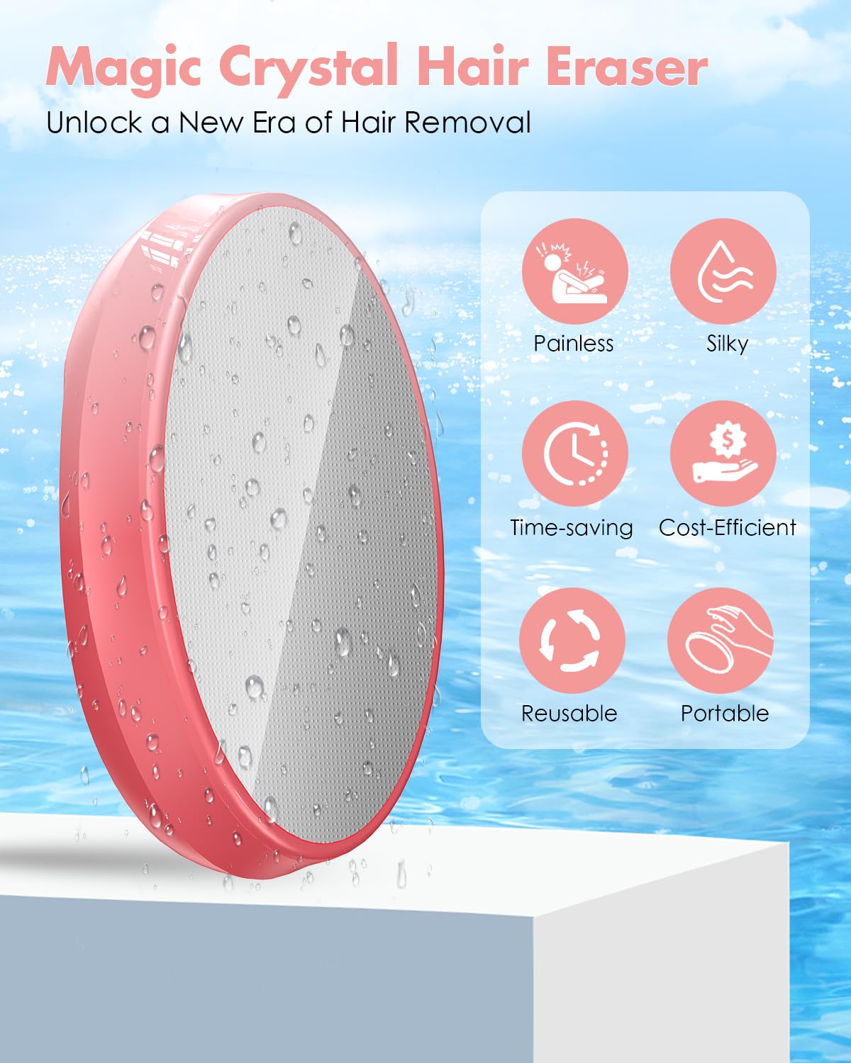Crystal Hair Eraser for Women and Men, Reusable Crystal Hair Remover - Portable Magic Hair Removal Device - Painless Solution fo