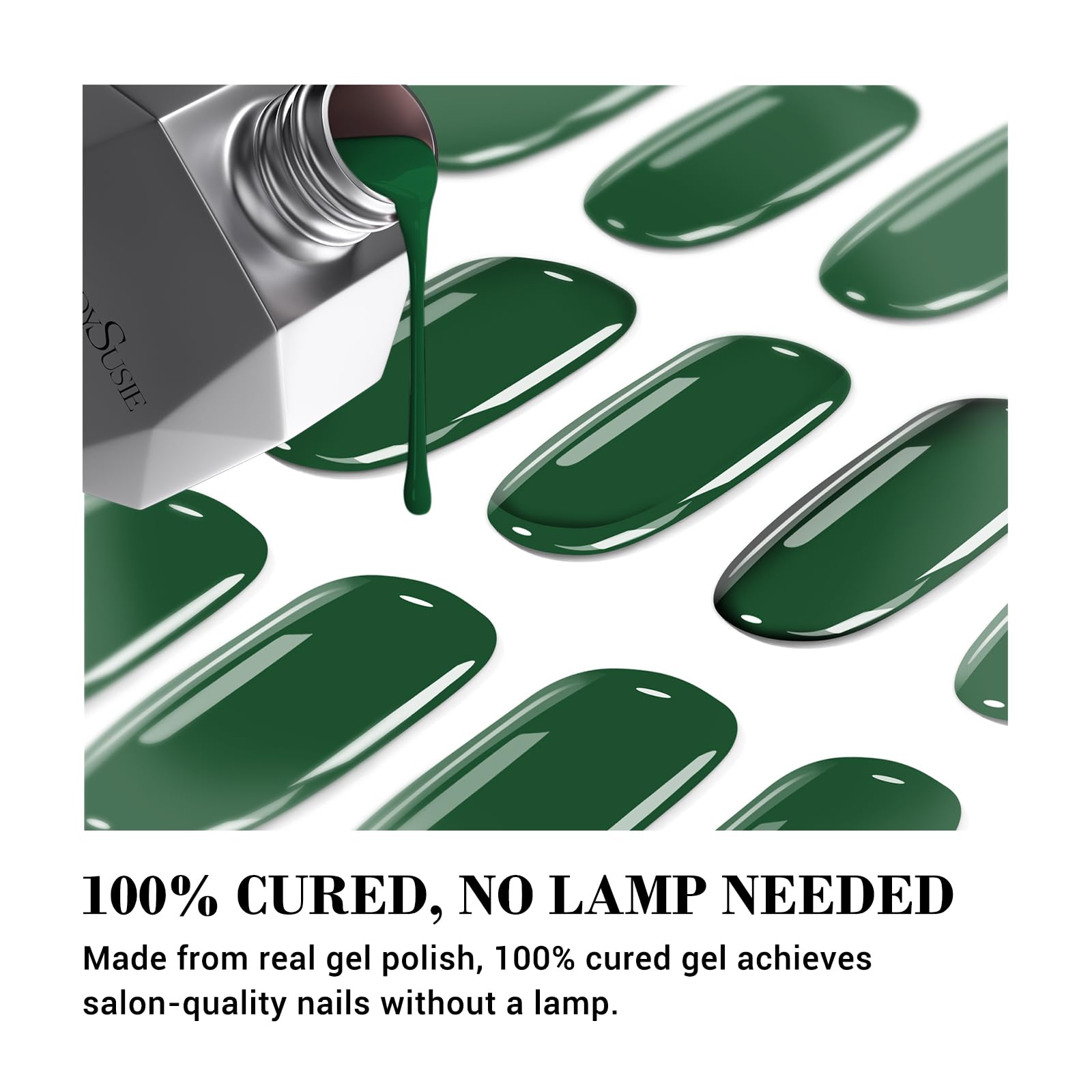 MelodySusie Qcoat Fully Cured Gel Nail Strips (Green) - UV Free Nail Polish Strips, Salon-Quality, Long Lasting Gel Nail Sticker