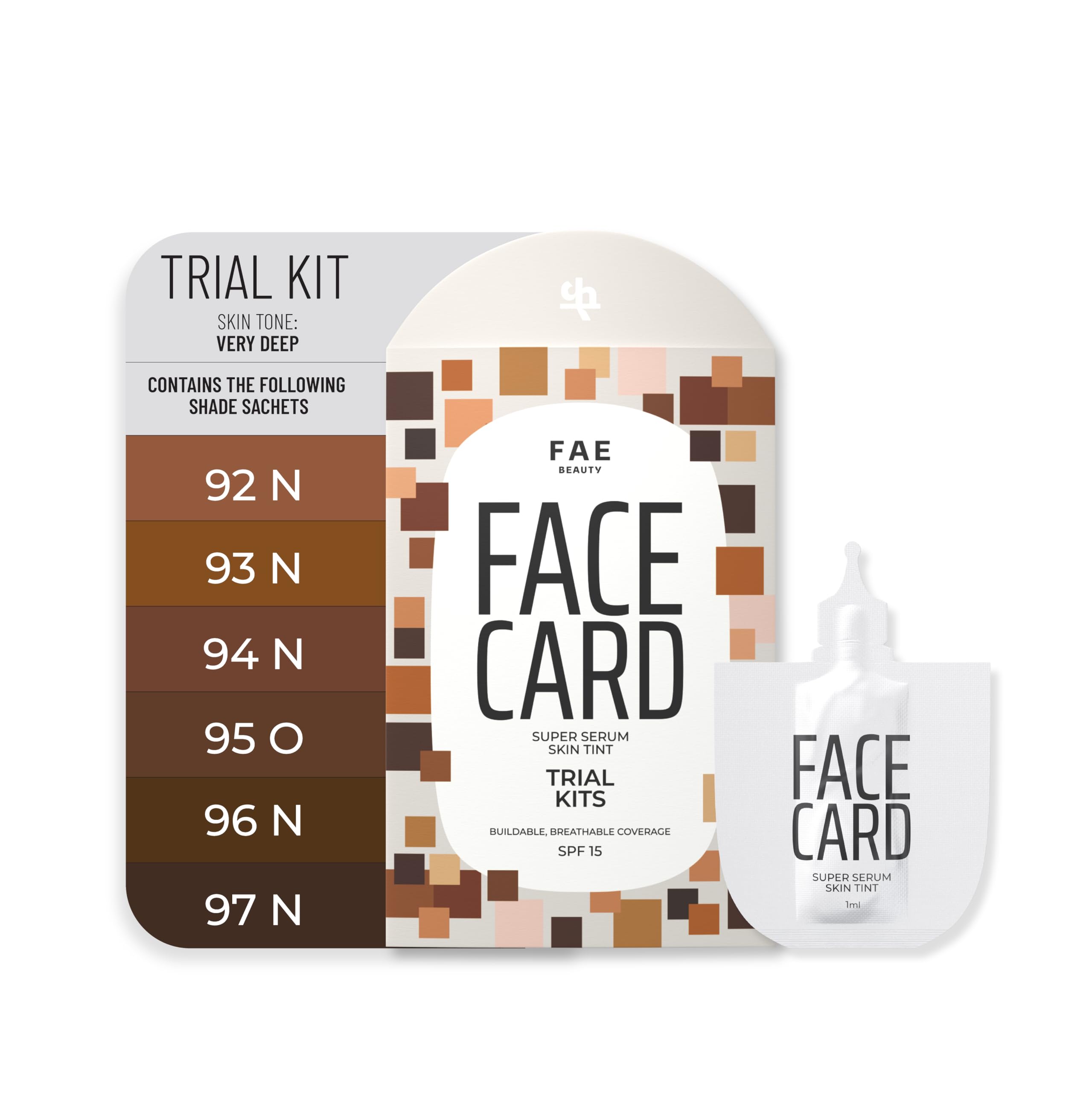 Fae Beauty Face Card 4In1 Super Serum Skin Tint Trial Kit | Hydrates, Primes, Provides Coverage & Protects With Spf | Very Dee