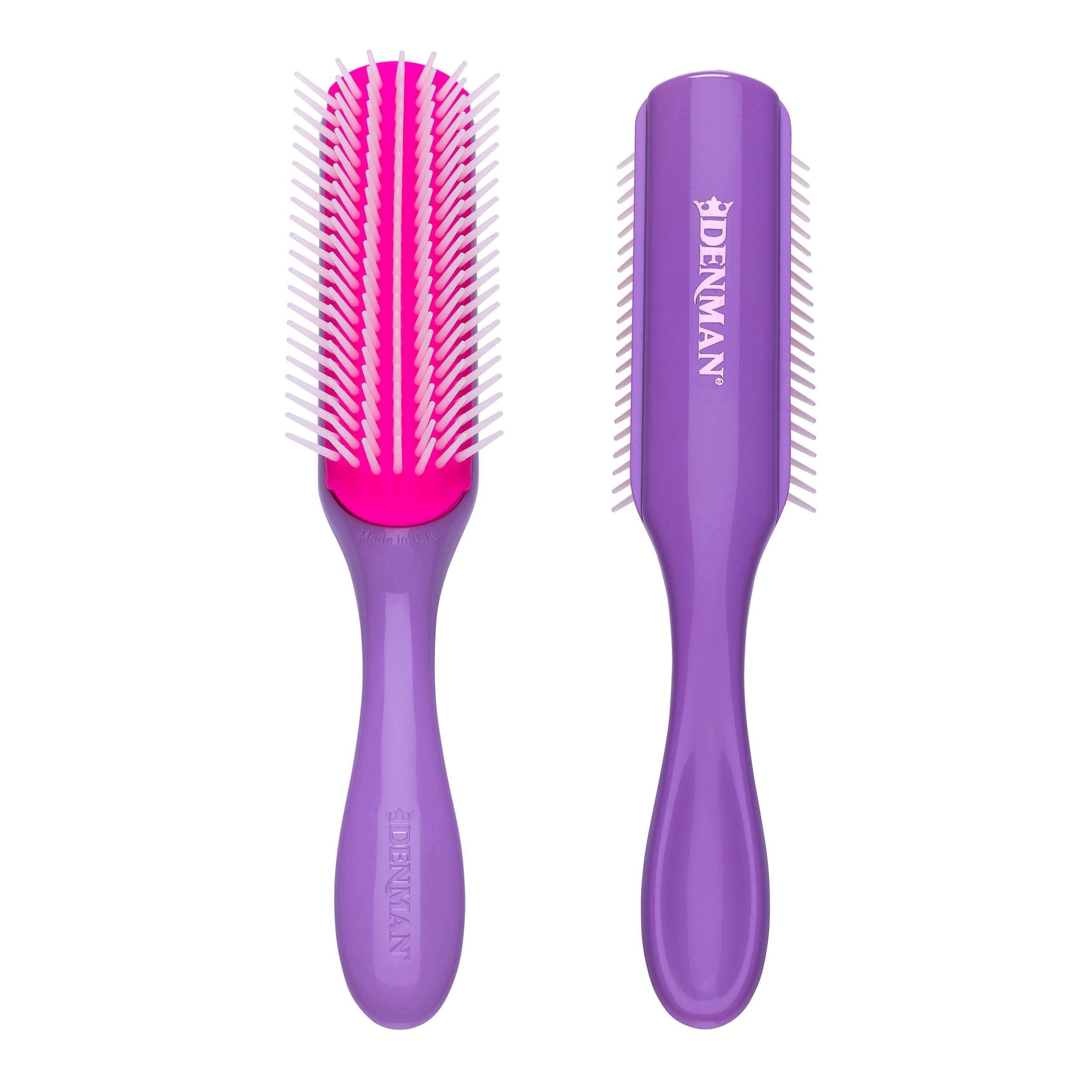 Denman curly Hair Brush D3 (African Violet) 7 Row Styling Brush for Detangling, Separating, Shaping and Defining curls - For Wom