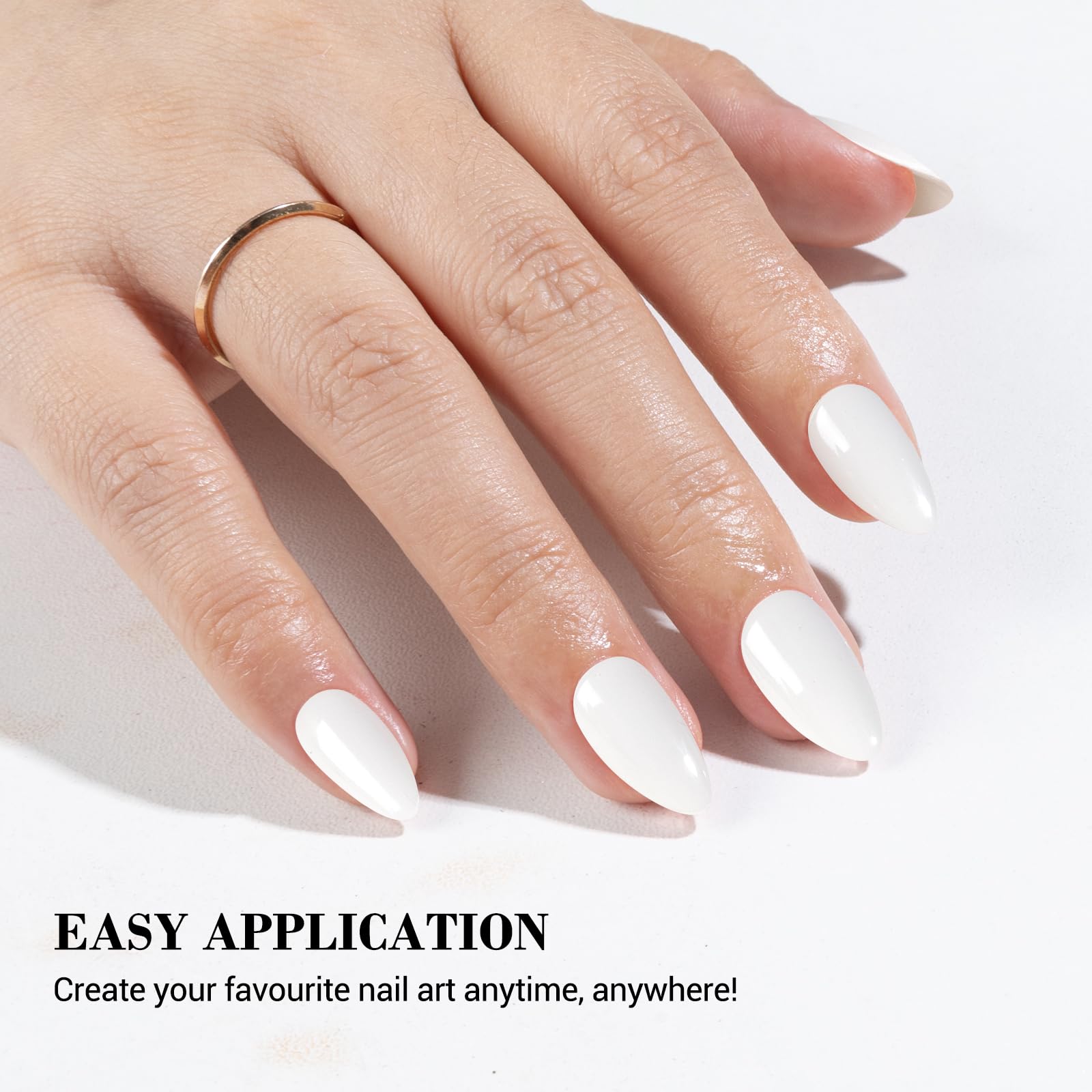Melodysusie Semi Cured Gel Nail Strips (White)- Works With Nail Lamp, Salon-Quality, Long Lasting, Easy To Apply & Remove - Incl