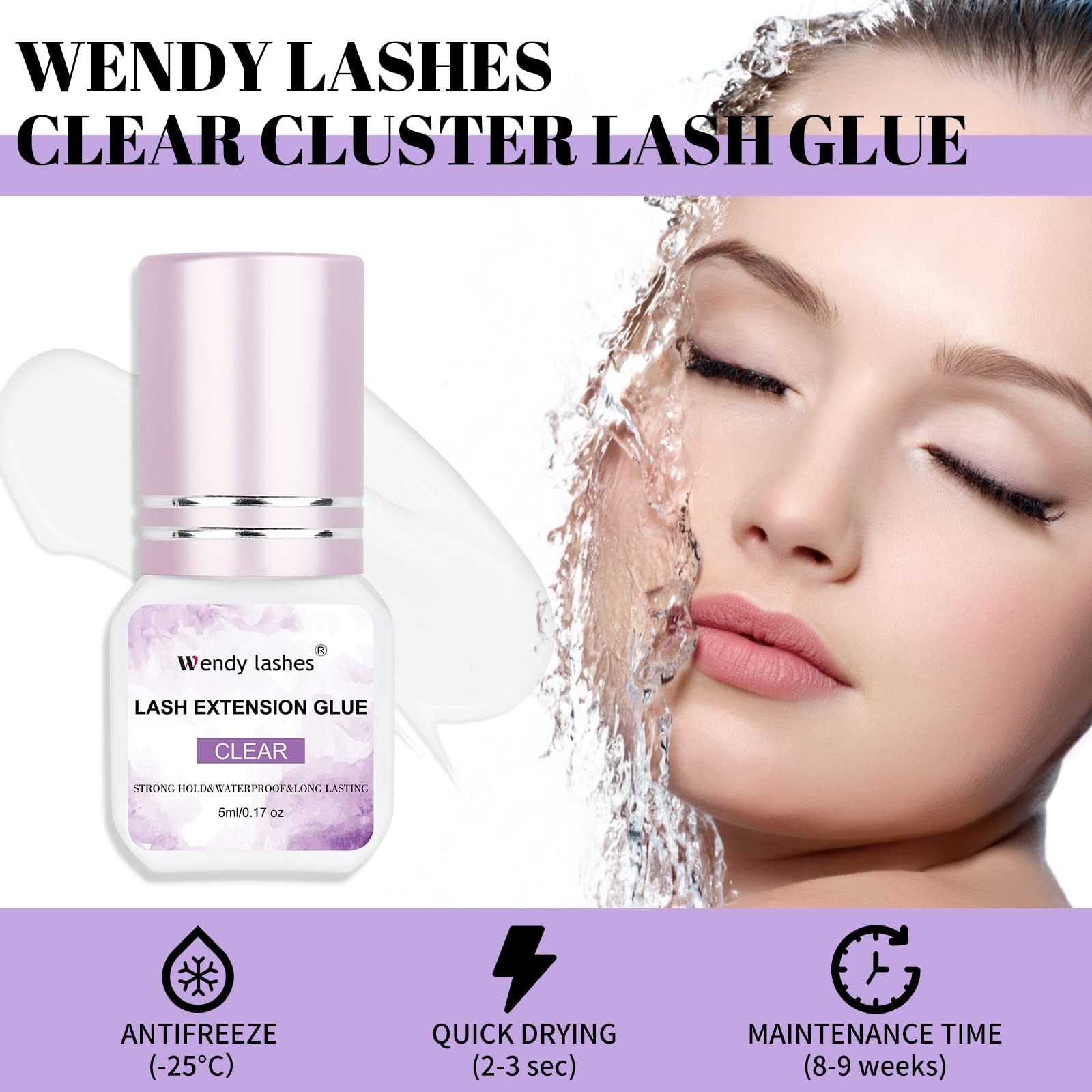 Lash Glue Lash Extension Glue 1-2S Fast Drying Strong Hold Clear Glue Long Lasting Glue Waterproof Eye Lash Glue Lash Extension
