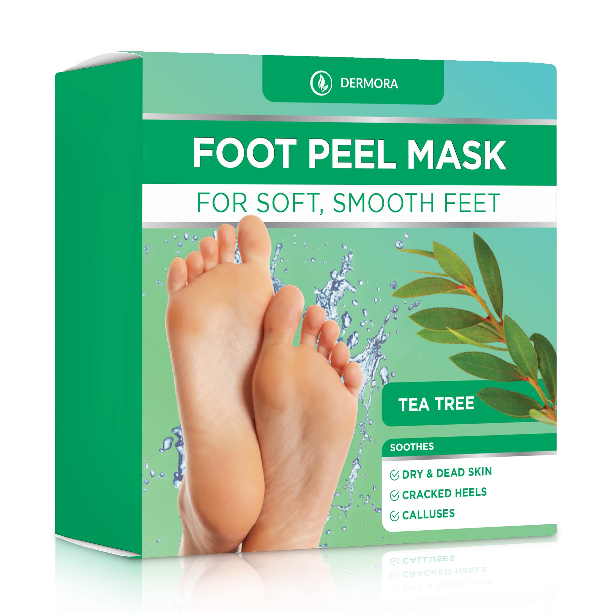 DERMORA Foot Peel Mask - 2 Pack of Regular Size Skin Exfoliating Foot Masks for Dry, Cracked Feet, Callus, Dead Skin Remover - F