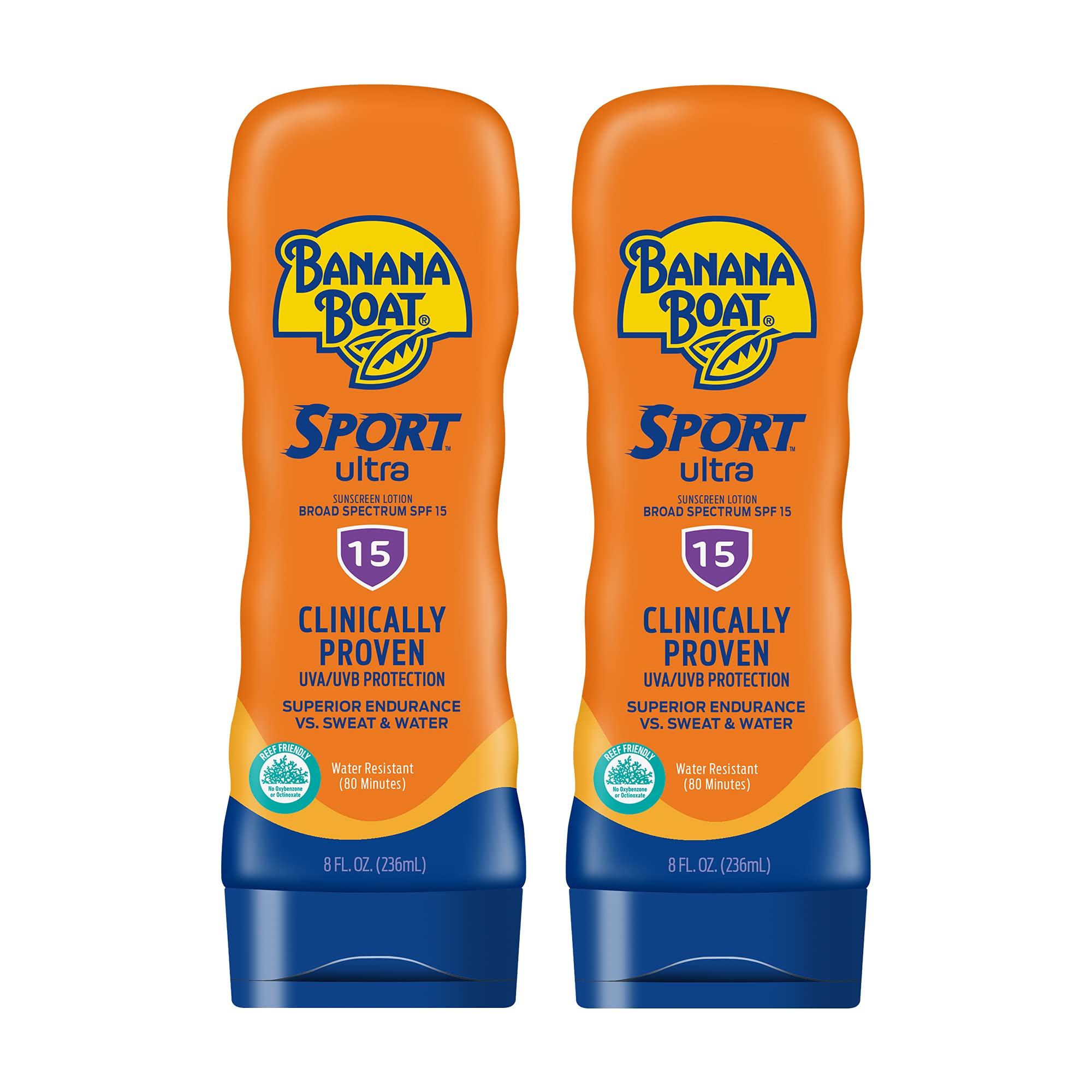 Banana Boat Sport Ultra, Reef Friendly, Broad Spectrum Sunscreen Lotion, Spf 15, 8Oz. - Twin Pack