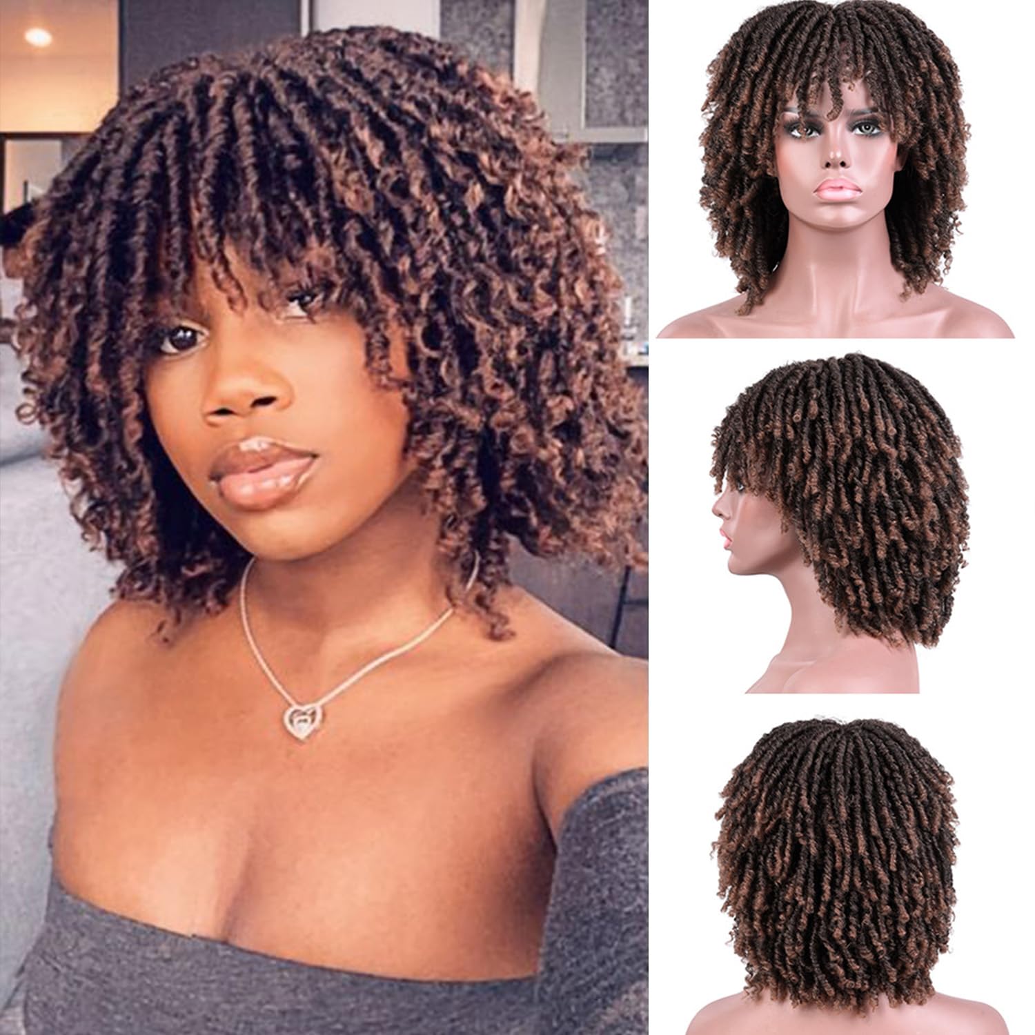 Sun Locs 6 Inch Short Dreadlocks Wigs For Black Women And Man With Clips In Synthetic Faux Locs Braided Wigs Afro Twists Dreadlo