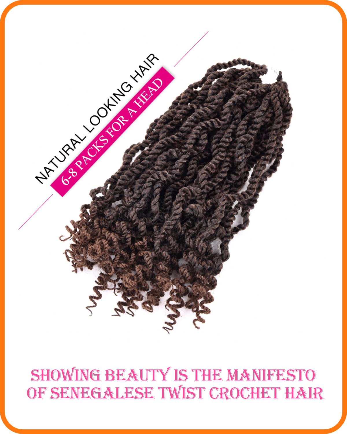 TOZIKA 6 Packs Wavy Senegalese Twist Crochet Hair 12 Inch Synthetic Braids, T30# Color