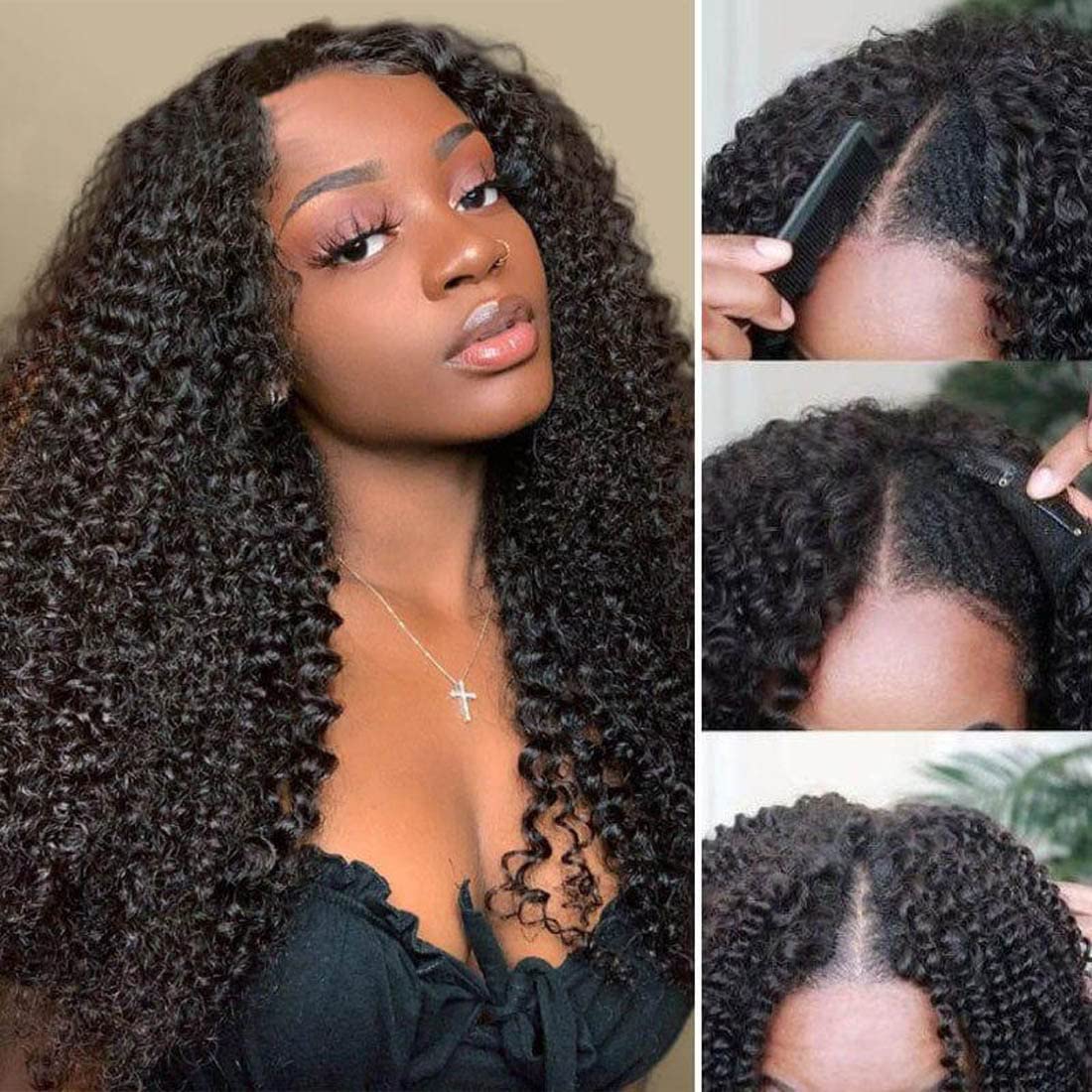 Unice 22 Inch Curly V Part Wig Human Hair No Leave Out 180% Density Upgrade U Part Wigs With Clips Glueless Wig Human Hair For W