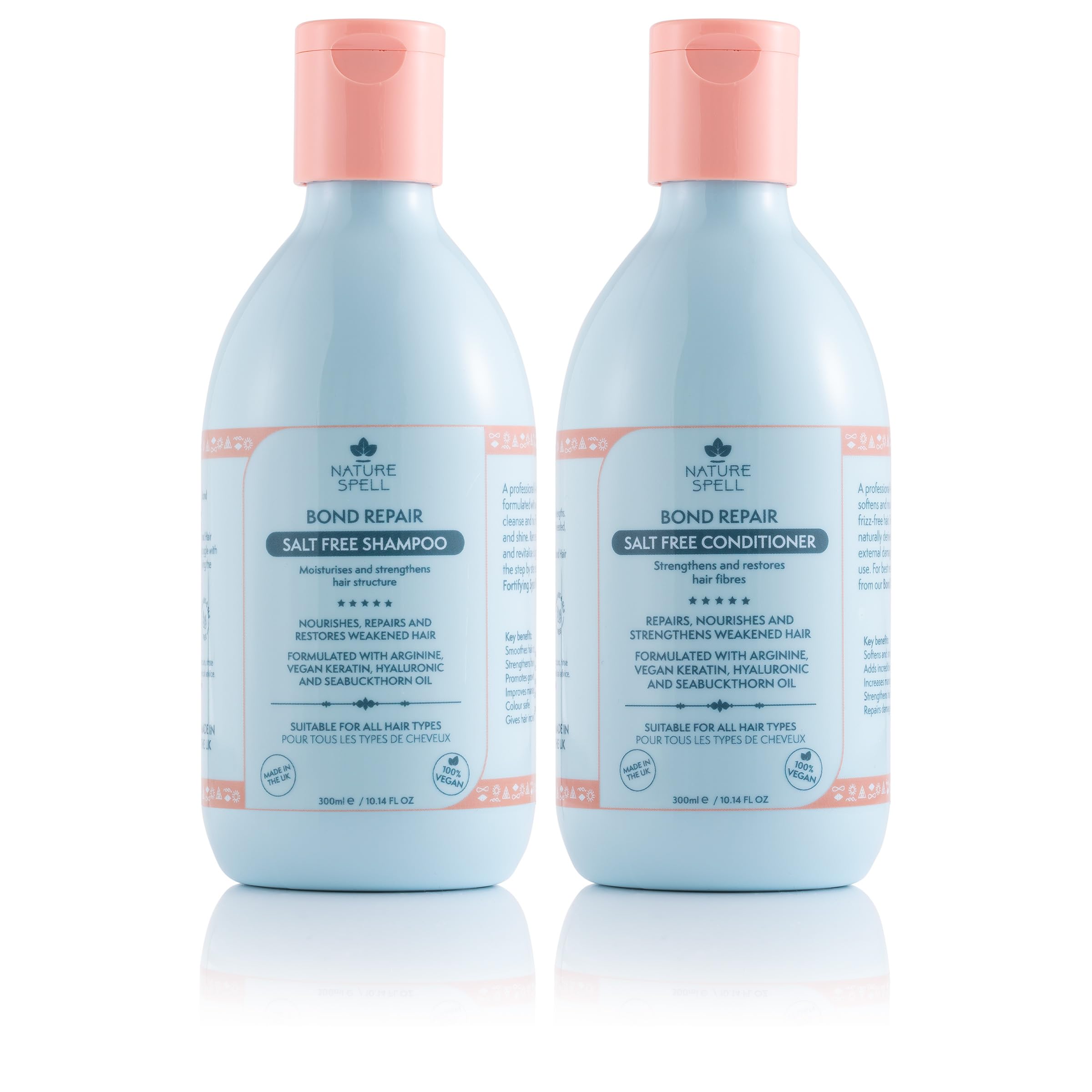 Nature Spell Bond Repair Duo, Shampoo and Conditioner Set, Strengthens Damaged Hair, Vegan Keratin Hair Treatment Nourishes & Ad