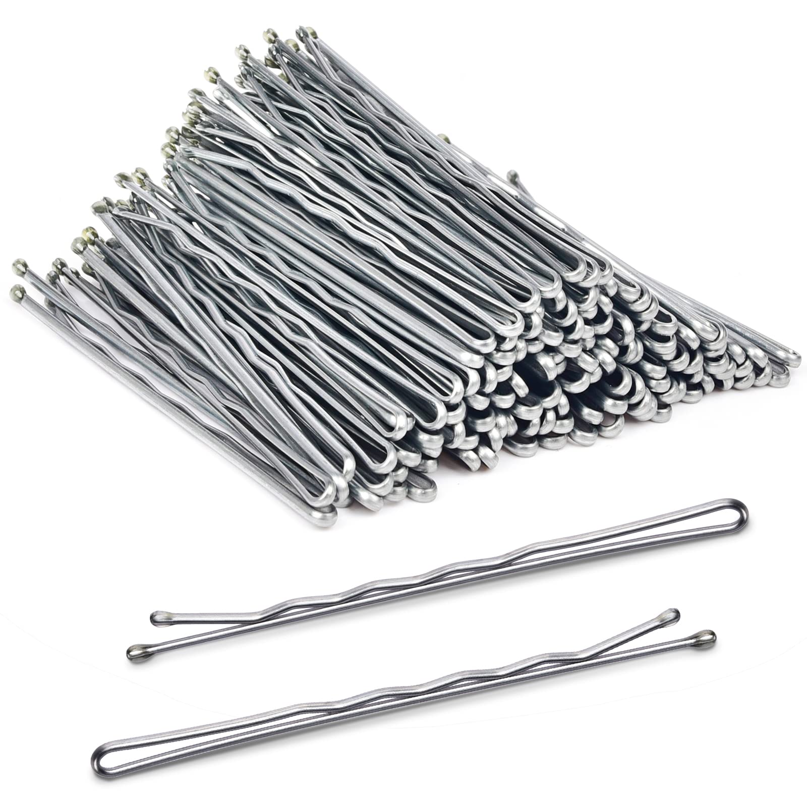 2.75'' Silver Bobby Pins, MORGLES 120 Pcs Large Bobby Pins for Gray Hair Thick Hair Jumbo Hair Pins with Box, Silver