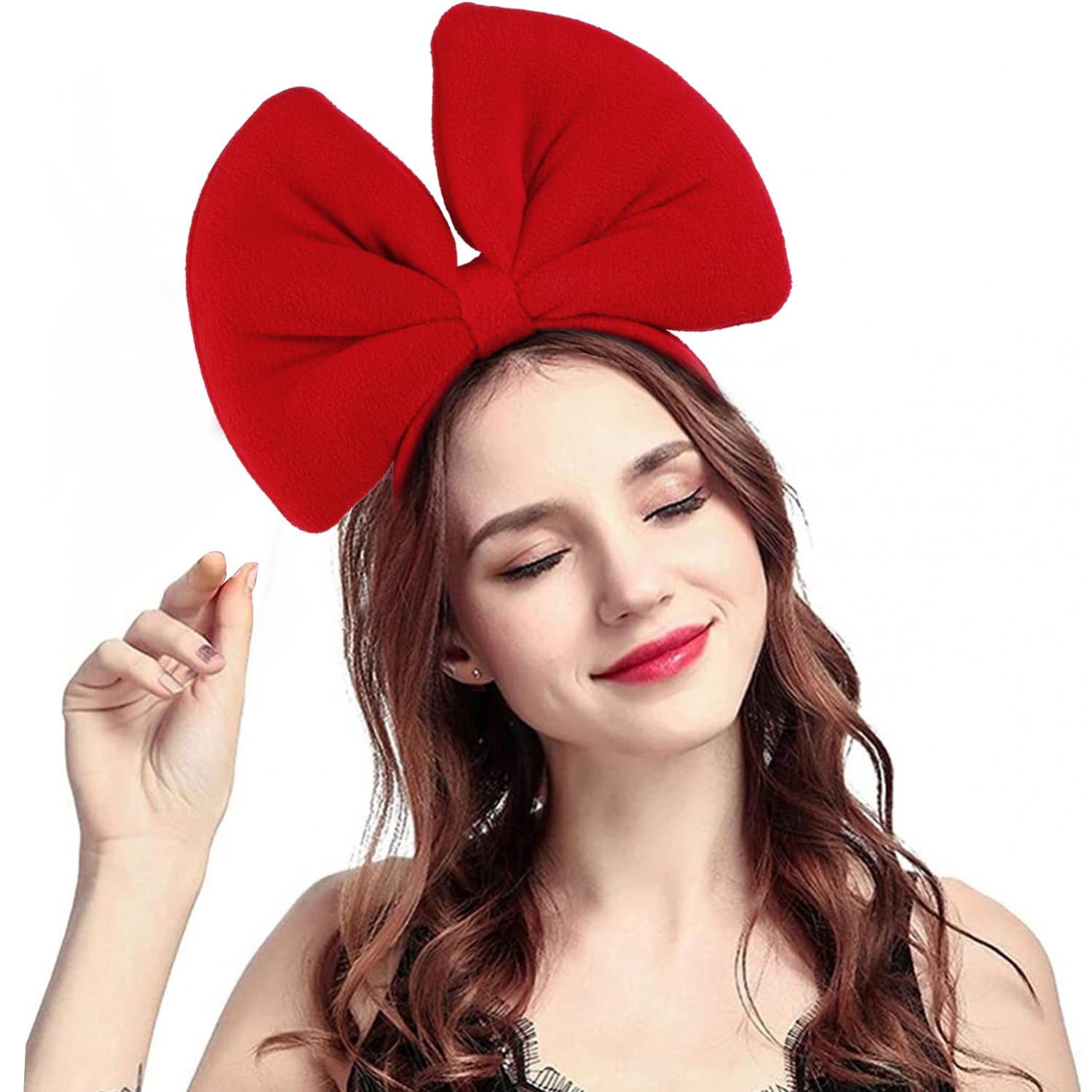 WOVOWOVO Extra Large Bow Headband for Women Girls Big Bow Hairband Cute Red Bow Head Band Mouse Ear Hair Band Accessory