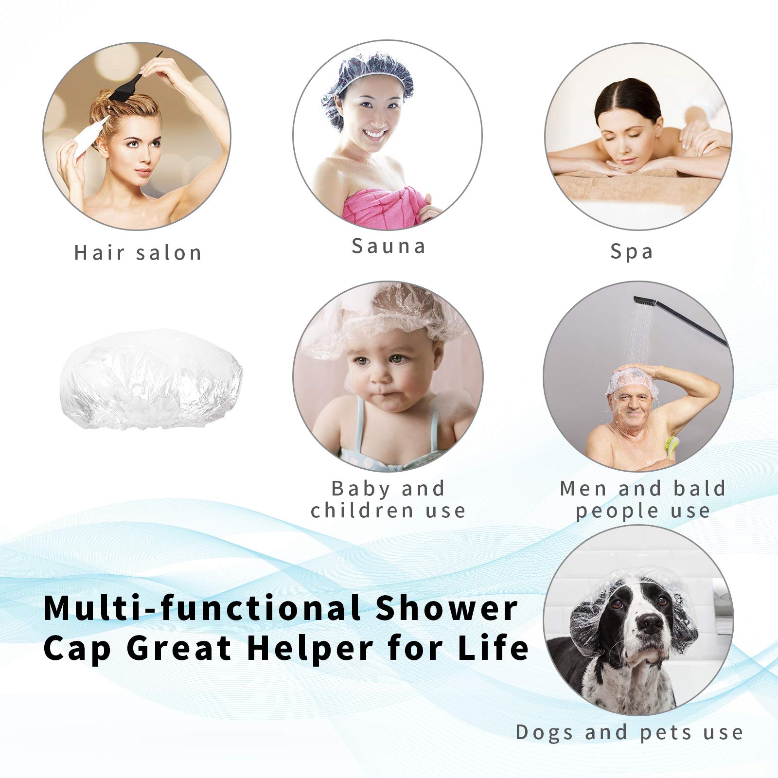 50Pcs Disposable Shower Caps, Plastic Clear Thickening And Thick Waterproof Caps For Hair Treatment, Spa, Hotel And Hair Solon,