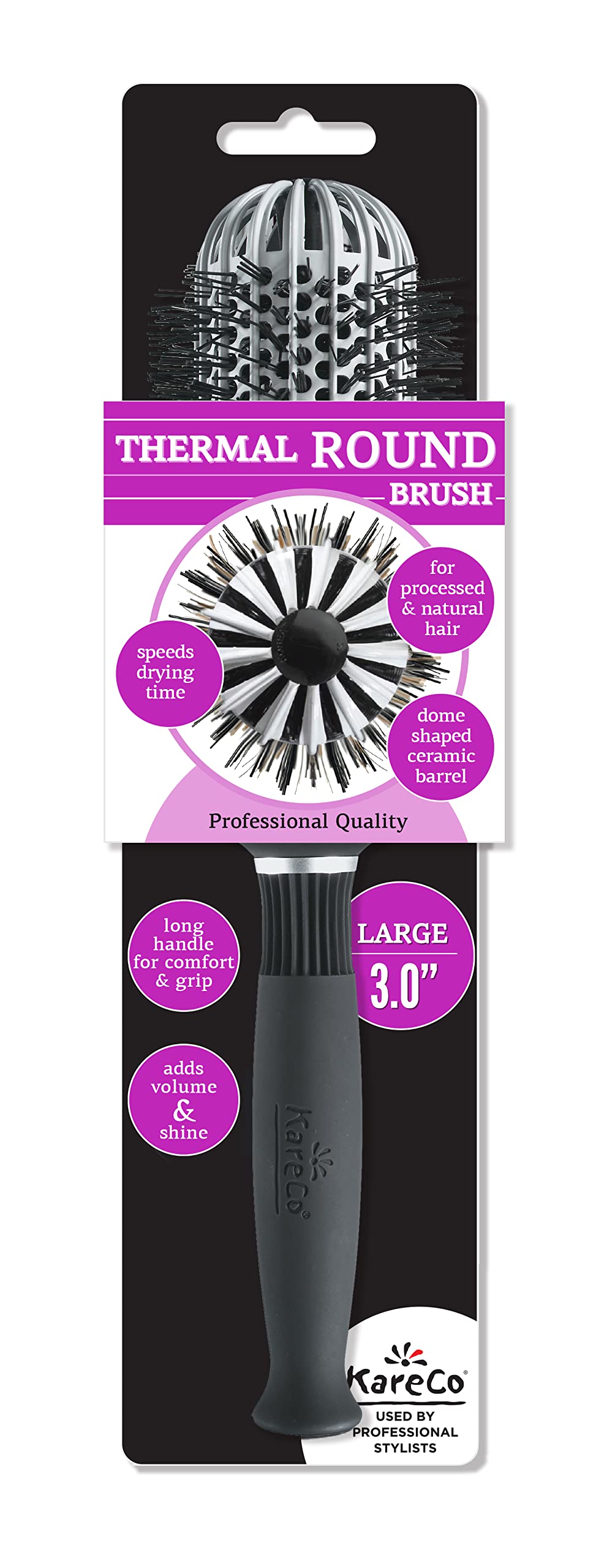 KareCo Large Ionic Thermal Brush, 3.0 Inch Round