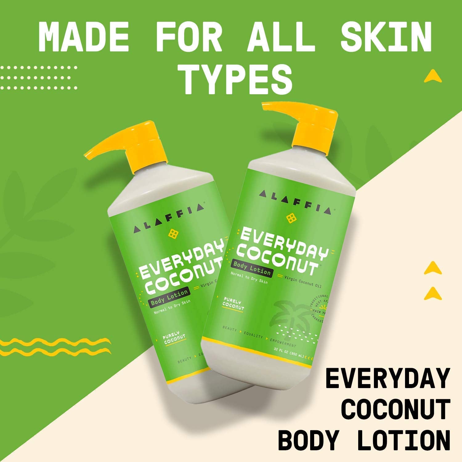 Alaffia EveryDay Coconut Hydrating Body Lotion, Normal to Dry Skin, Moisturizing Support for Soft & Supple Skin, Purely Coconut,