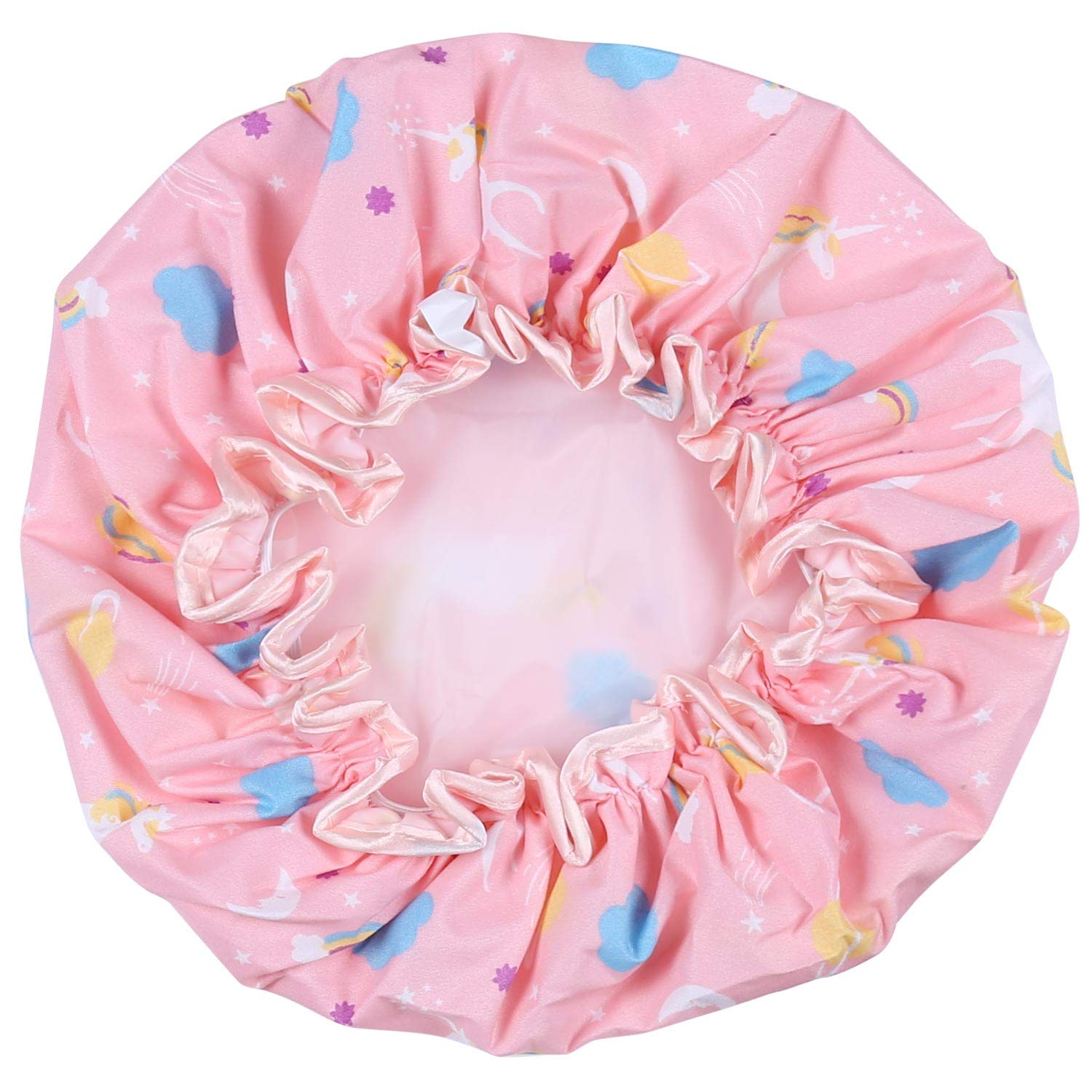 Unicorn Shower Caps, Double Layers Bath Hat For Women To Cover Long And Thick Hair, Reusable Waterproof Bonnet 4 Pack