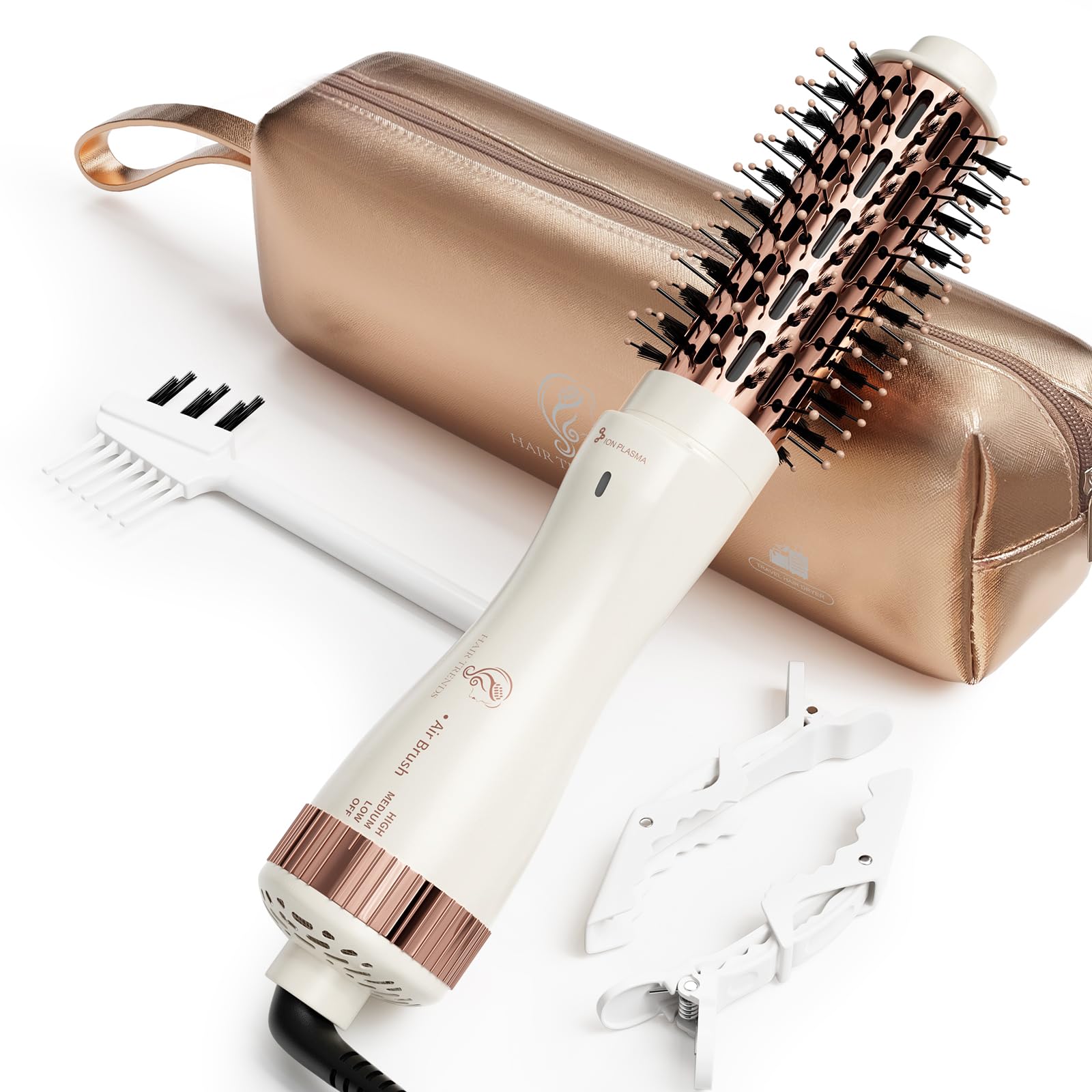 Hair Trends 1.5 Inch Barrel Round Brush Blow Dryer, Negative Ionic One Step Volumizer Dryer, 4-in-1 Hot air Brush-2.8 Inch Plus 