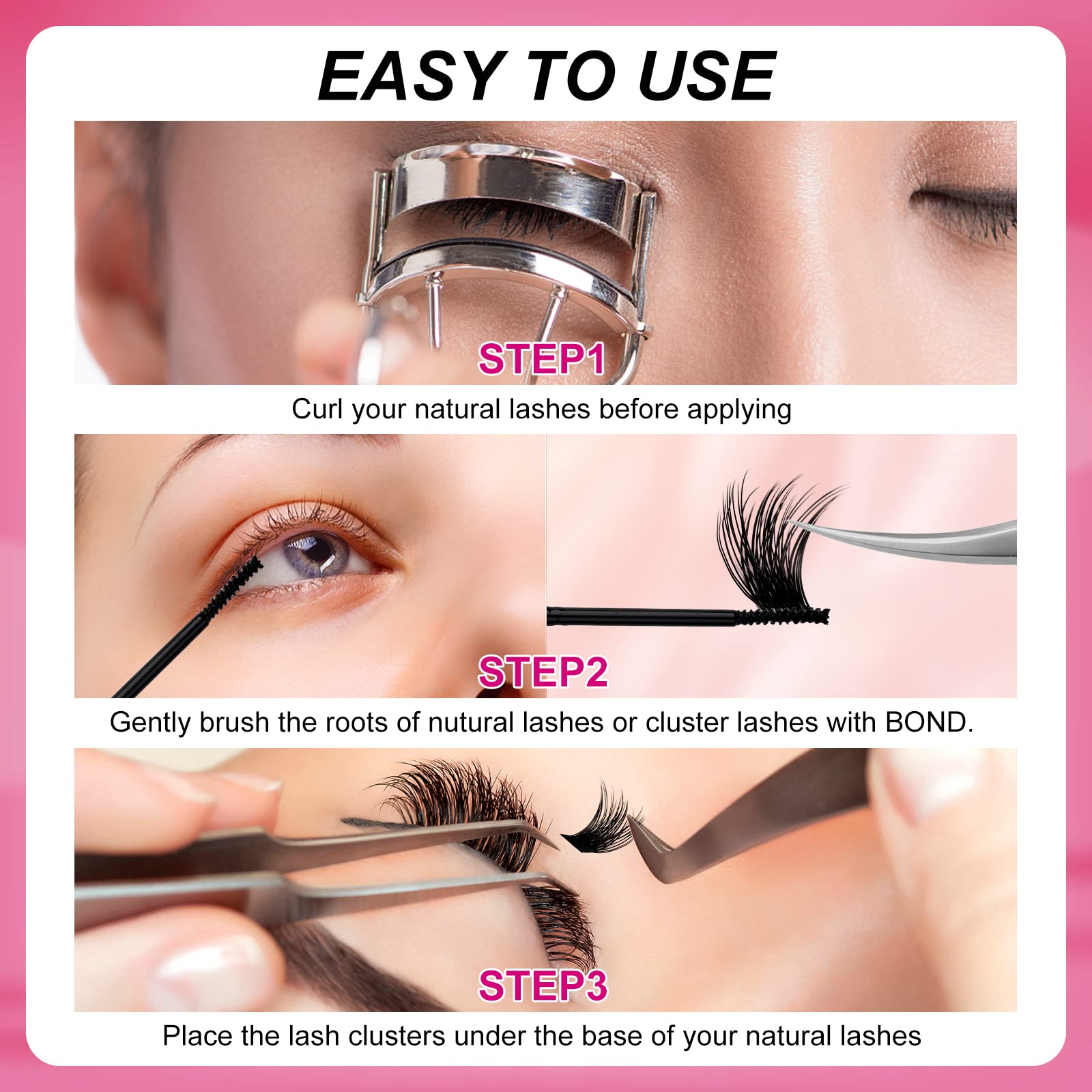 Fadvan Cluster Lash Glue Lash Bond Mascara Wand Clear/White Eyelash Glue For Individual Cluster Lashes Long-Lasting Waterproof L