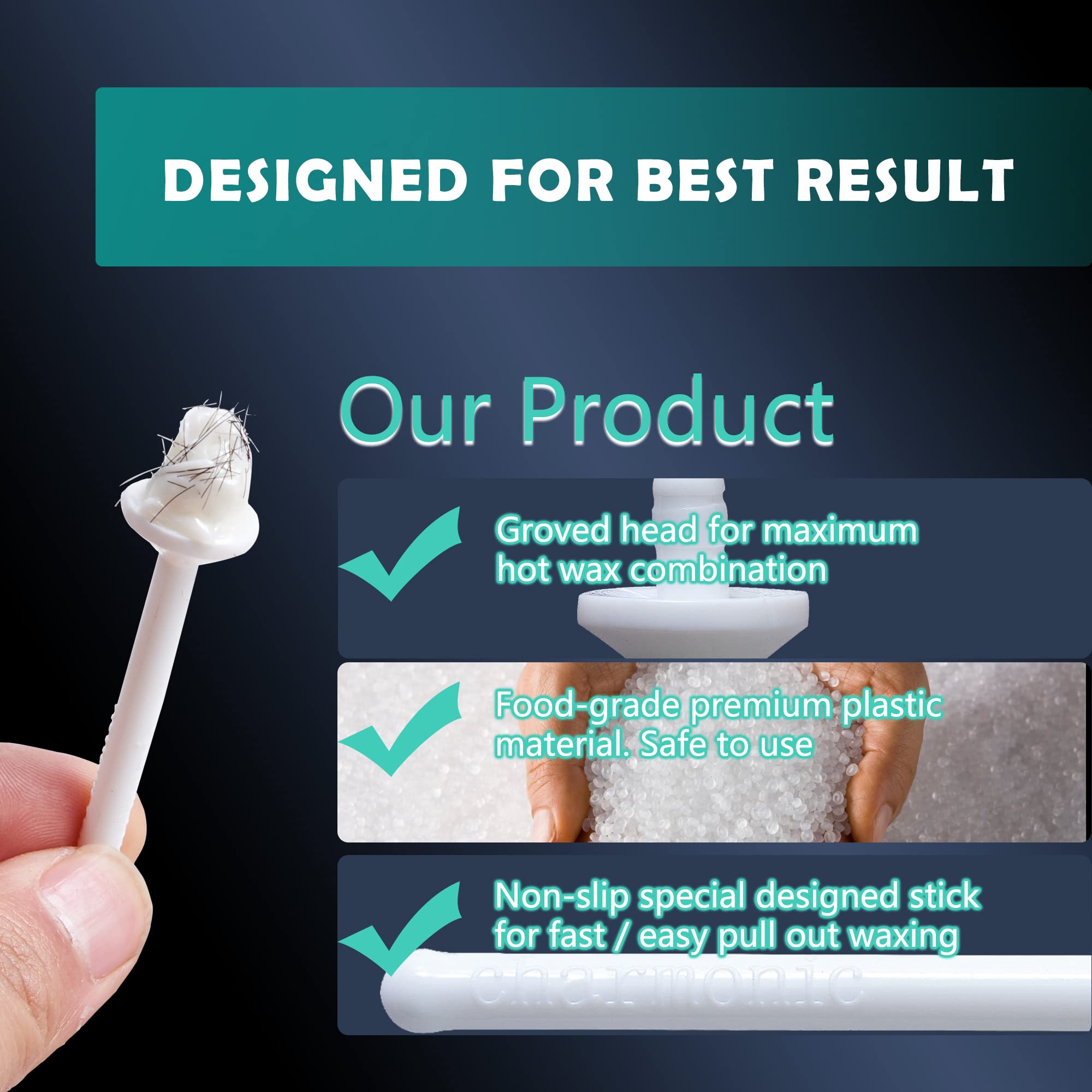 Charmonic 200 Pcs Wax Sticks, Nose Wax Kit Accessories, Waxing Sticks For Nostril Nasal Cleaning, Ear Face Eyebrows Hair Removal