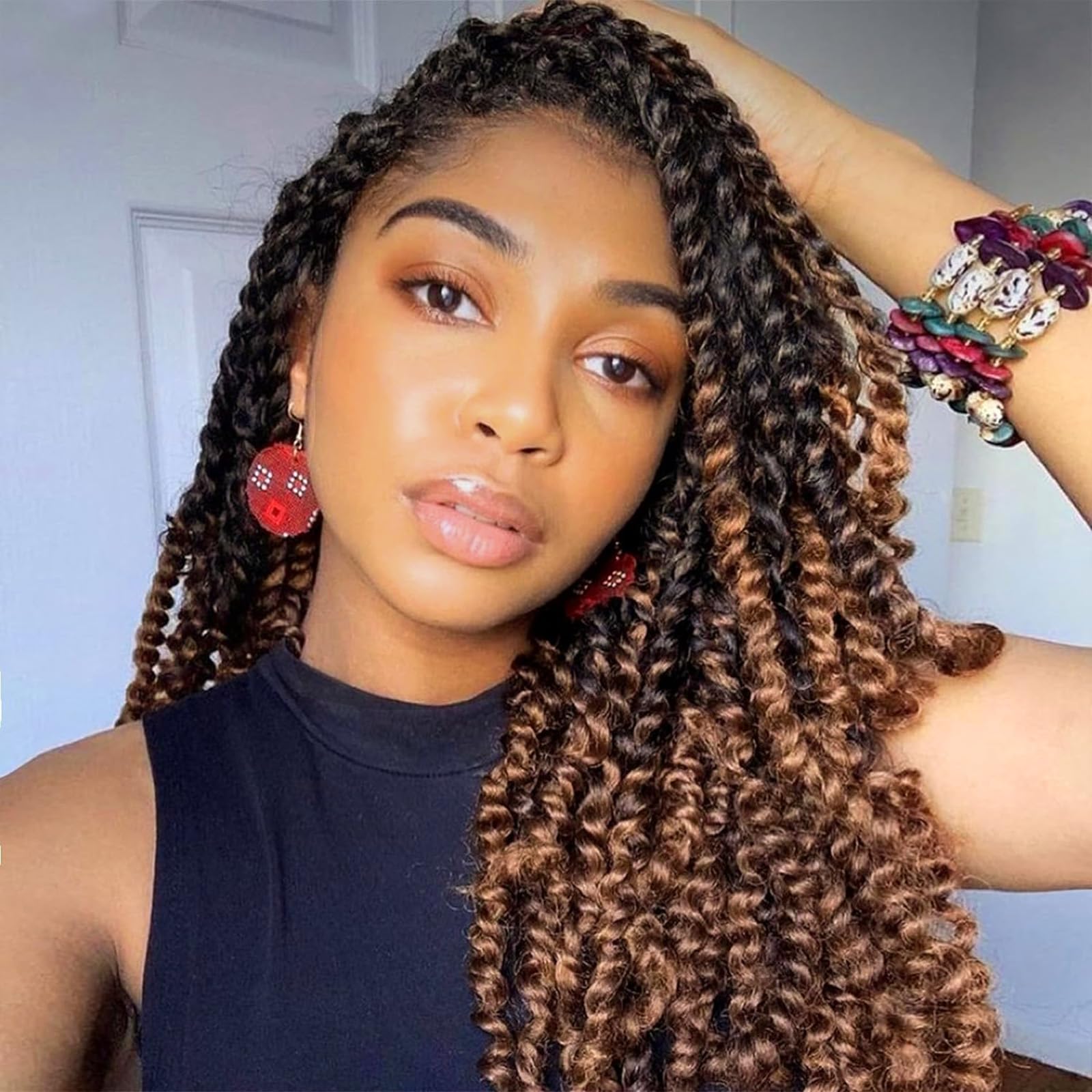 Passion Twist Hair 14 Inch Pre-Twisted Passion Twist Crochet Hair For Women Pre-Looped Water Wave Crochet Braids Bohemian Curly