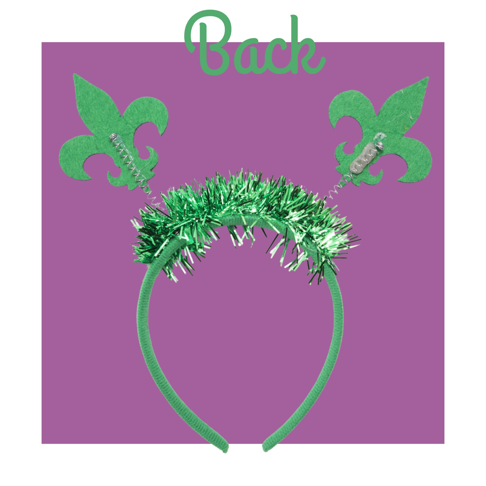 Needzo Mardi Gras Headband, Fleur De Lis Glittery Bopper Hair Band, Festive Party Parade Accessory, One Size Fits Most