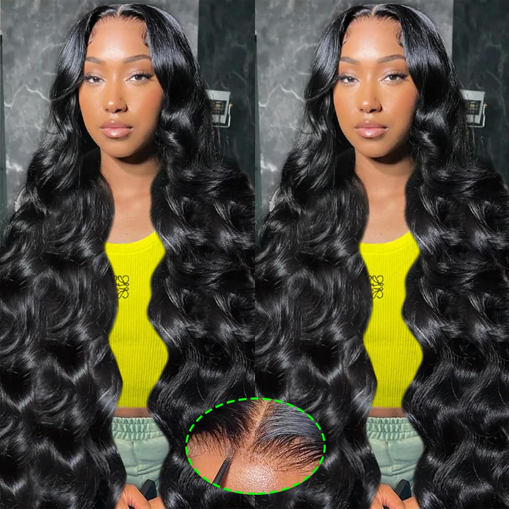 GABRIELLE 26 Inch Glueless Wigs Human Hair Body Wave Lace Front Wigs Human Hair Pre Plucked Pre Cut Glueless Wig HD Lace Closure