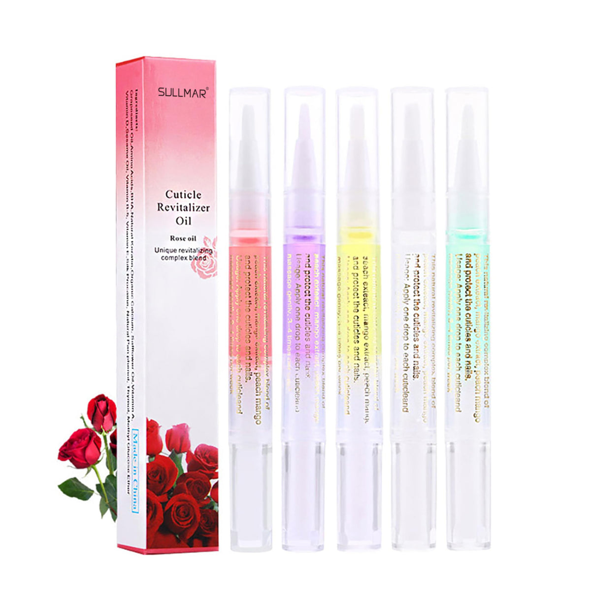 SULLMAR Nail Nutrition Oil Pen 5pcs Cuticle Oil Pen Nails Nail Strengthen Cuticle Oil Pen Nail Care for DIY at Home and Salon Cu