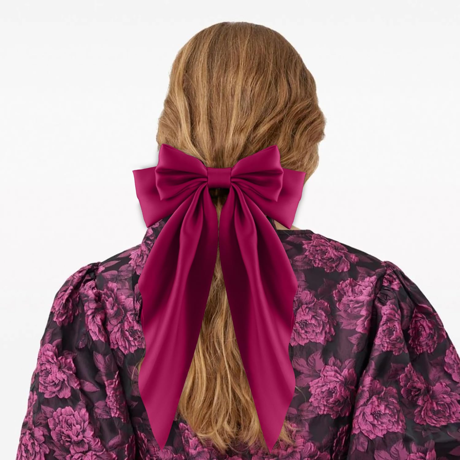 Atoden Women'S Hair Bow, Silky Satin Hair Bow 4Pcs - Oversized Long Tail Bow Hair Clips, Large Hair Ribbon Barrettes, Metal Clip