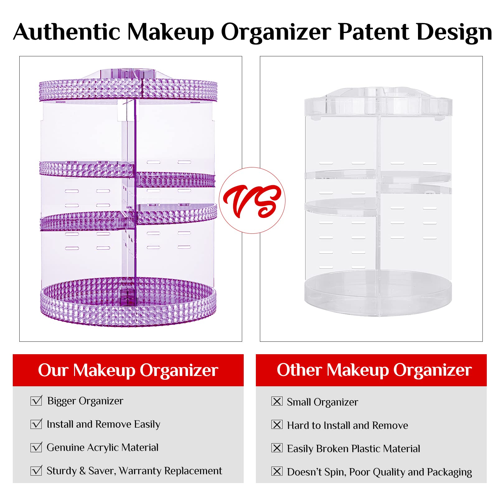 Makeup Organizer 360 Degree Rotating Cosmetic Storage Organizer, Acrylic Make Up Organizer, Large 7 Layers 360 Makeup Organizer,