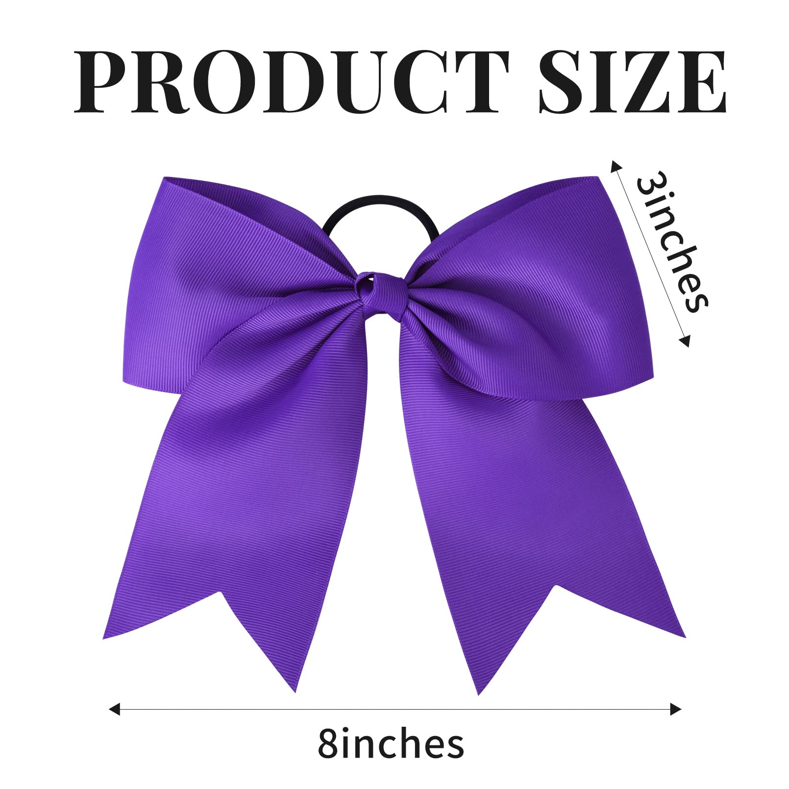 12 Pcs 8'' Large Cheer Bows Purple Girl Hair Bows Cheerleading Softball Team Bow Hair Accessories For Cheerleaders Football Comp