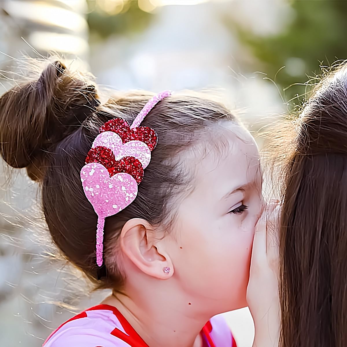 Doneace Valentine'S Day Heart Headband Hair Band Glitter Hair Hoop Red And Pink Sequins Hair Accessories Headdress For Women Gir