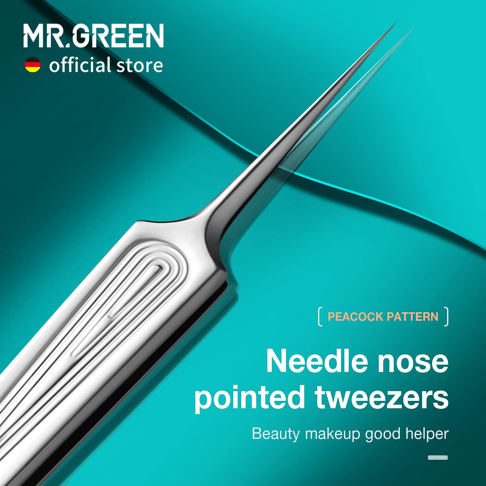Mr.Green Ingrown Hair Tweezers Needle Nose Pointed Tips Tweezers For Eyebrows Splinters Blackhead Removal Acne Clip Extractor (L