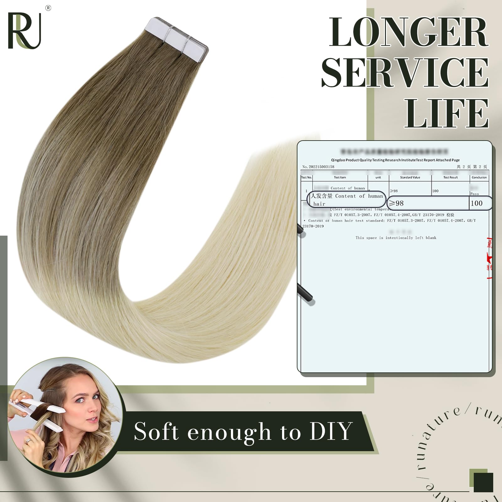 Runature 18 Inches Ombre Brown Tape In Hair Extensions Human Hair Long Tape In Remy Hair Extensions Balayage Light Brown Fading