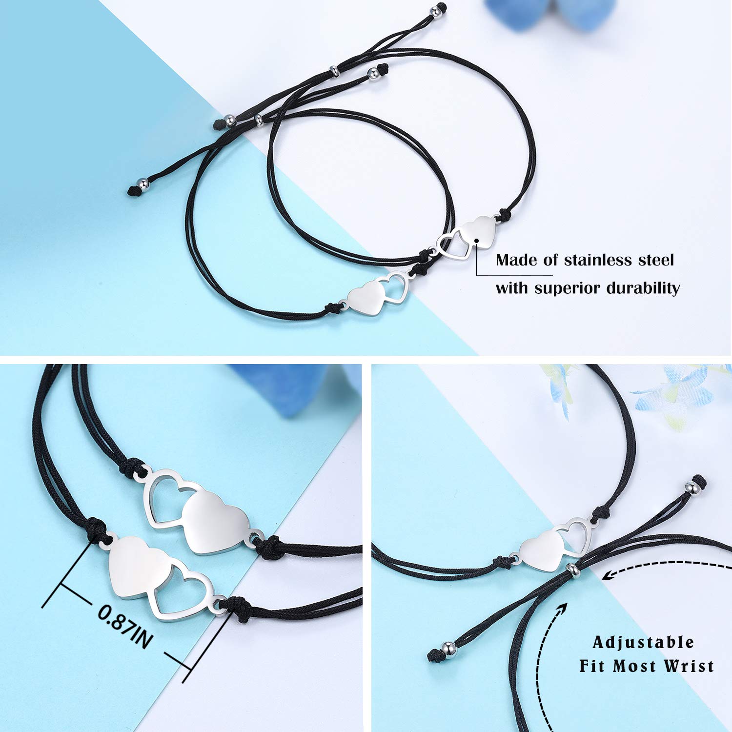 UNGENT THEM Cousin Gifts for Women Christmas Birthday Gifts Matching Heart Cousins Bracelets for 2