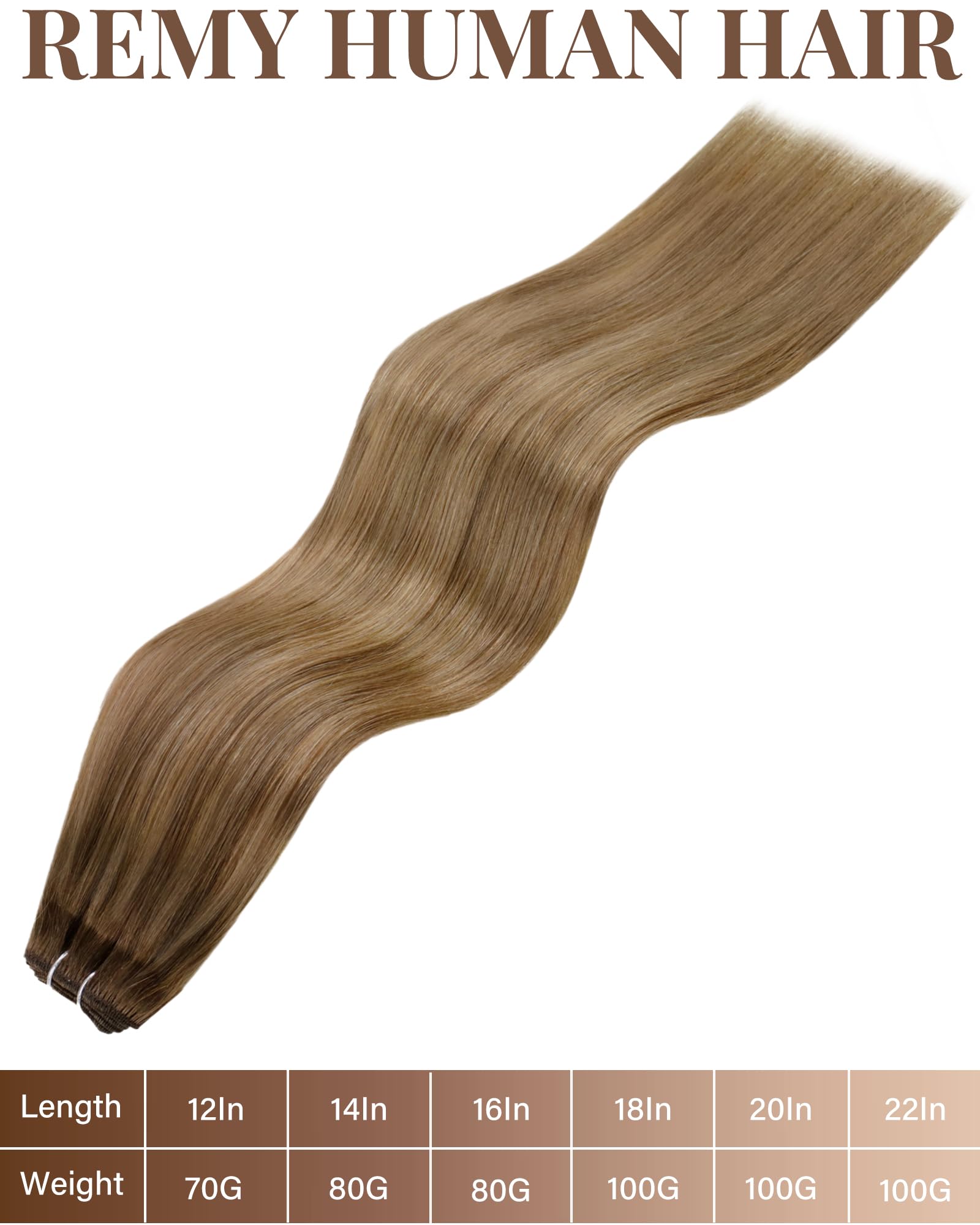Hetto Weft Hair Extensions Human Hair Brown Balayage Sew in Hair Extensions Real Human Hair Brown Ombre Mix Golden Blonde Sew in
