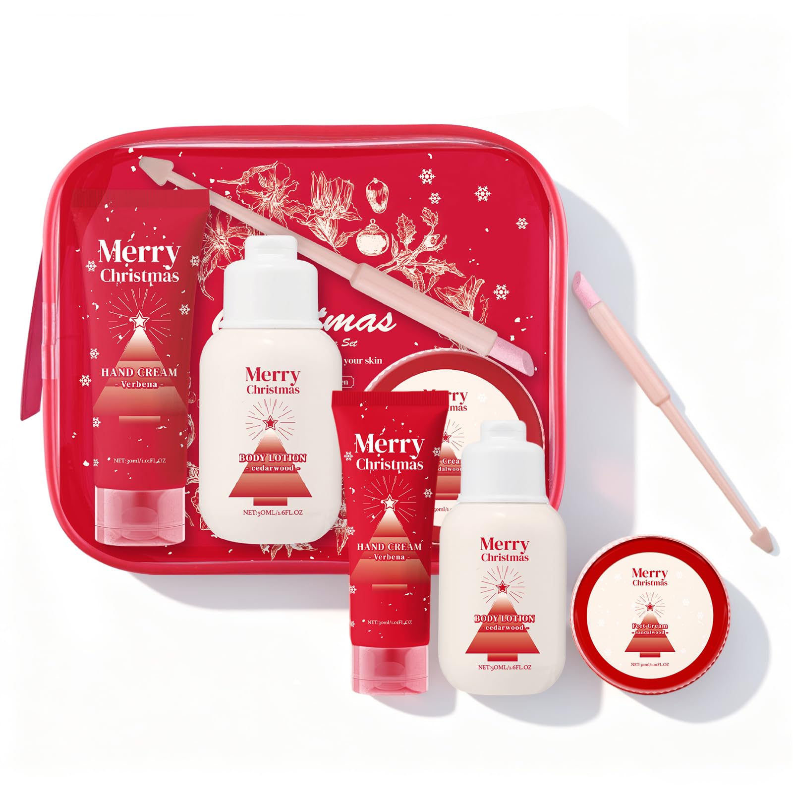 Christmas Skincare Travel Care Holiday Gift Sets, 4Piece Hand Cream ,Nail care pen, Foot Cream & Body Lotion with Unique Fragra