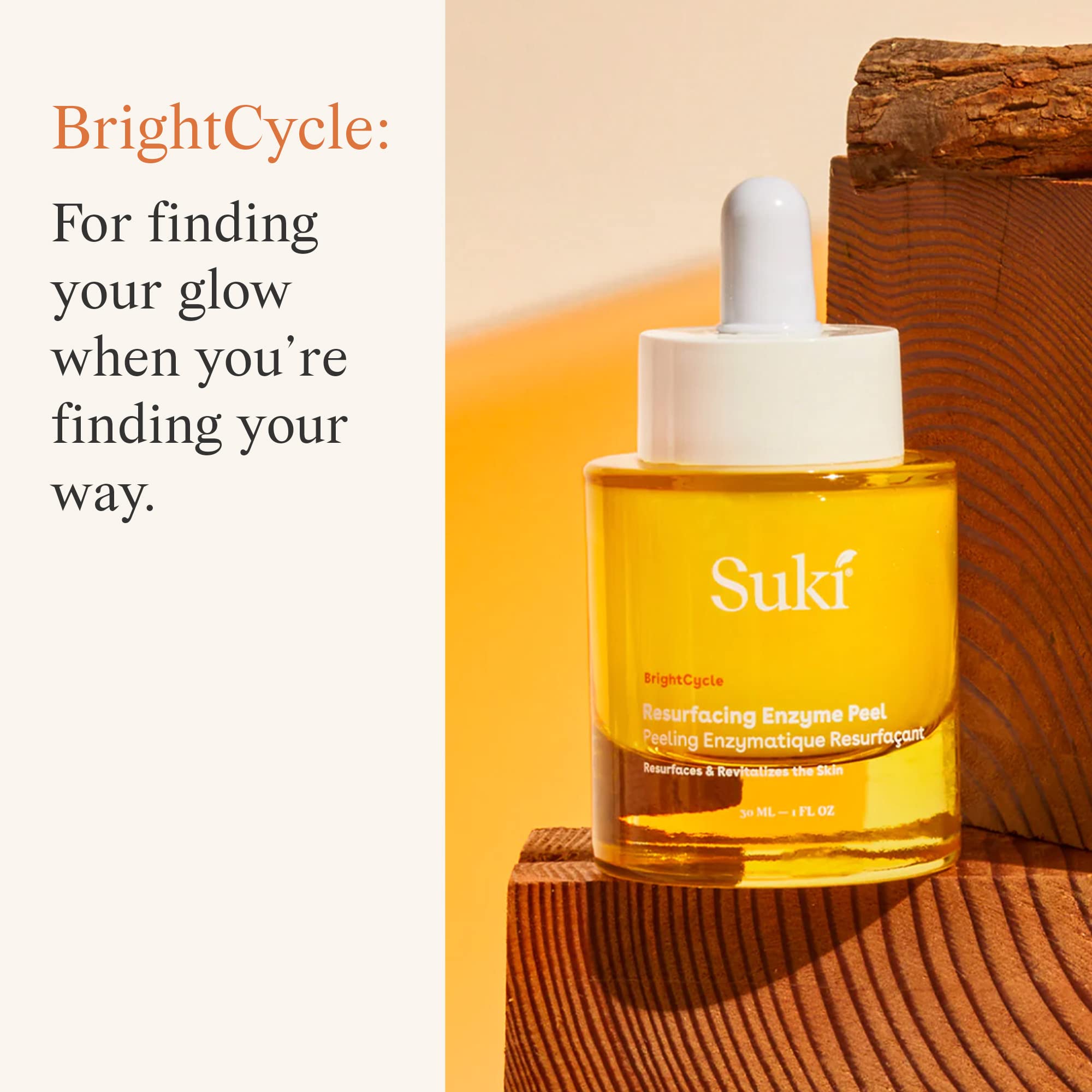 Suki Skincare Resurfacing Enzyme Peel - With Glycolic Acid, Papain, Apple, & Pumpkin - Chemical Exfoliant That Reduces Dry Skin