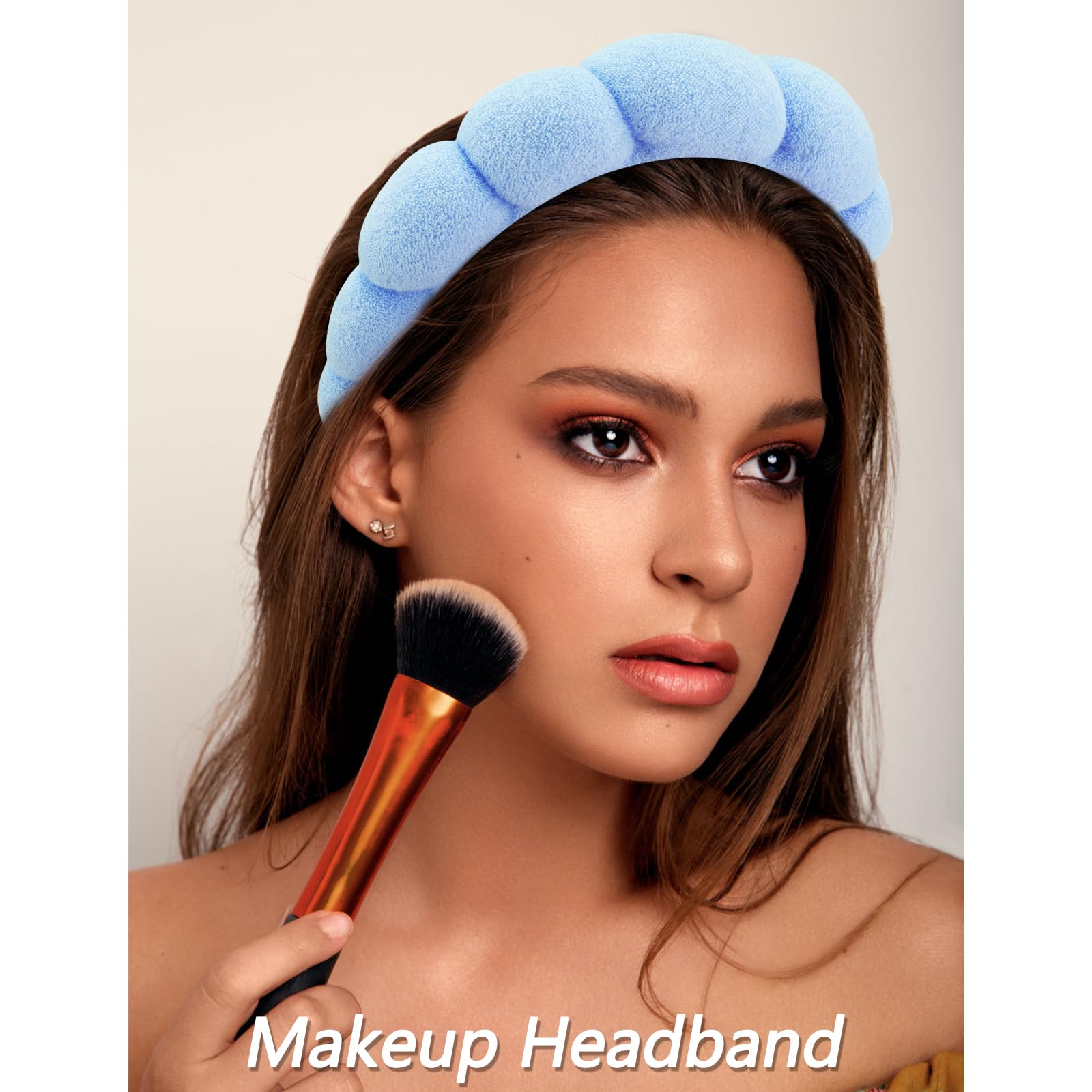 Velscrun 6 Pack Spa Headbands - Makeup, Face Wash, Skincare Hair Accessories With Blue Sponge Bow Tie Wristbands, Women'S Gift S