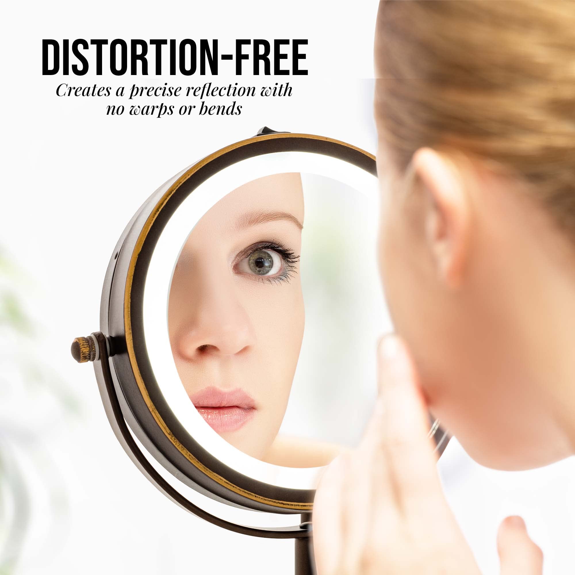 Ovente Lighted Vanity Mirror 6 Inch Table Top 1X 7X Magnification Led 360 Adjustable Double Sided Spinning Personal Makeup Stand