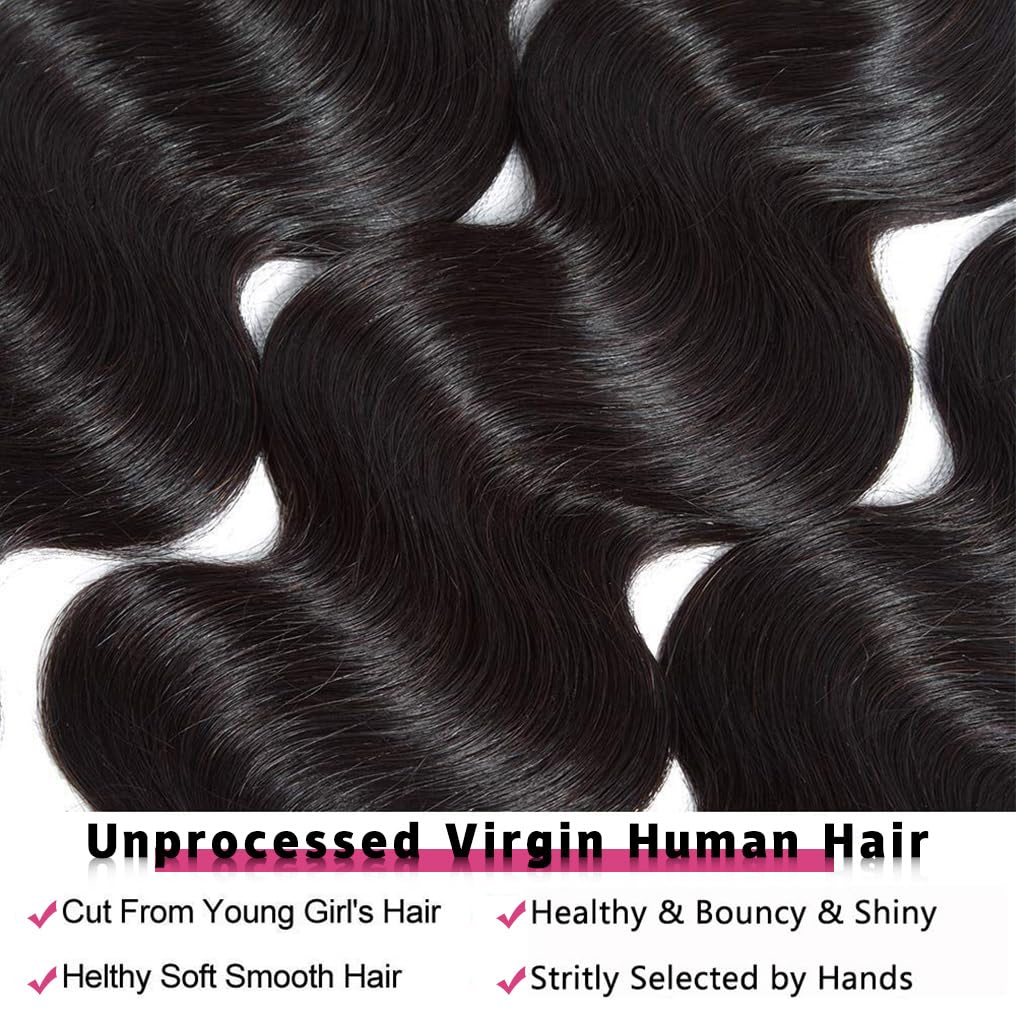 Body Wave Bundles Human Hair 100% Unprocessed Brazilian Virgin Human Hair Body Wave Bundles For Women 10A Ocean Wave 3 Bundles 1