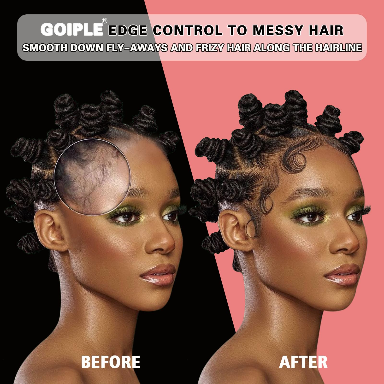 Edge Control Wax For Women Strong Hold Non-Greasy Edge Smoother, Mini Edge Control For Back Hair Edge Brush, No Flaking Water-Ba